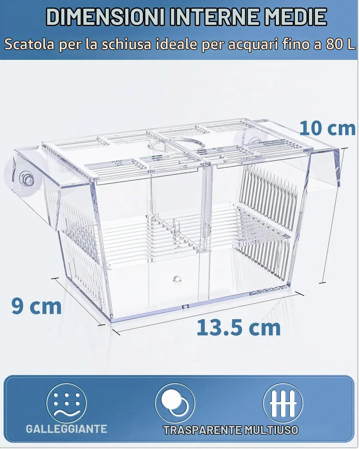Pawfly Sala Parto Acrilico M 13,5 cm per Avannotti e Guppy