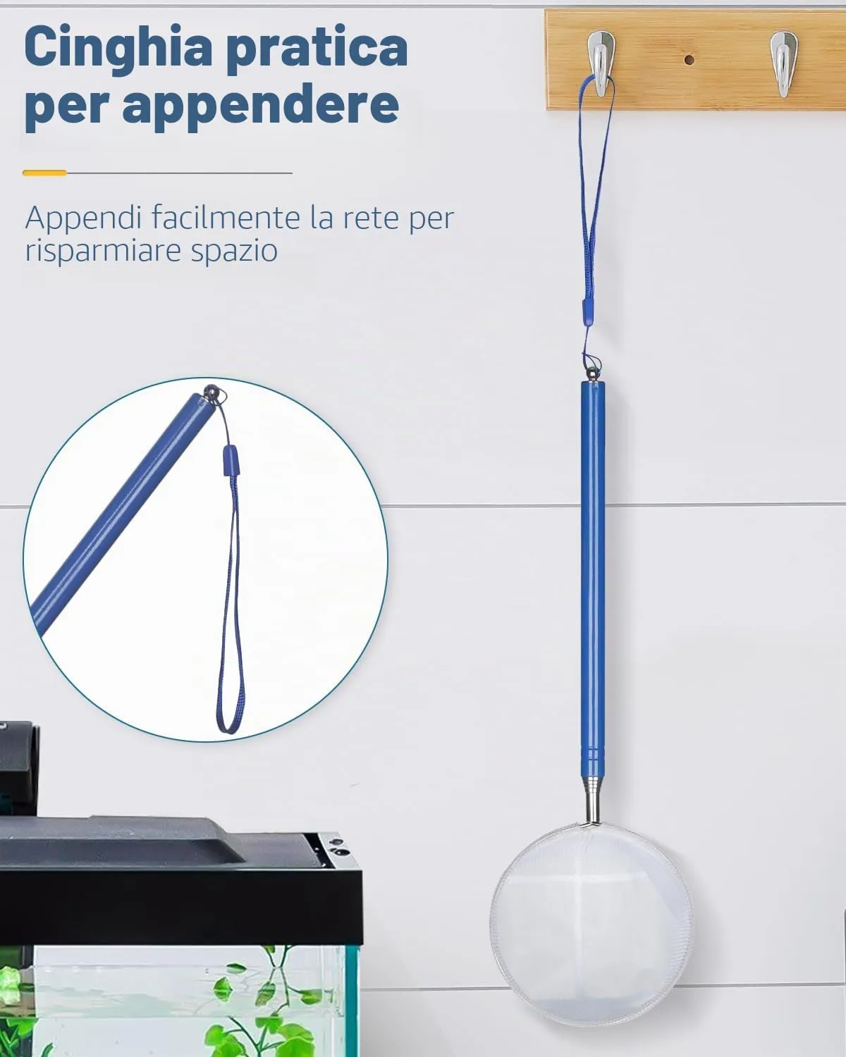 Pawfly Retino Acquario 10 cm Manico Telescopico Nylon