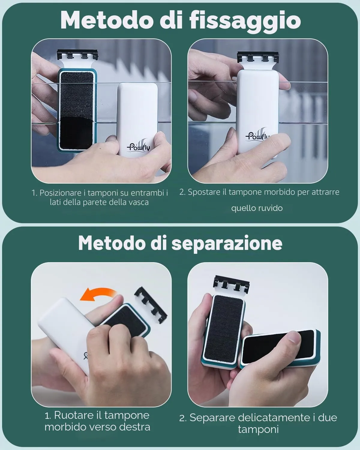 Pawfly pulitore magnetico acquario vetro fino 0,65 cm