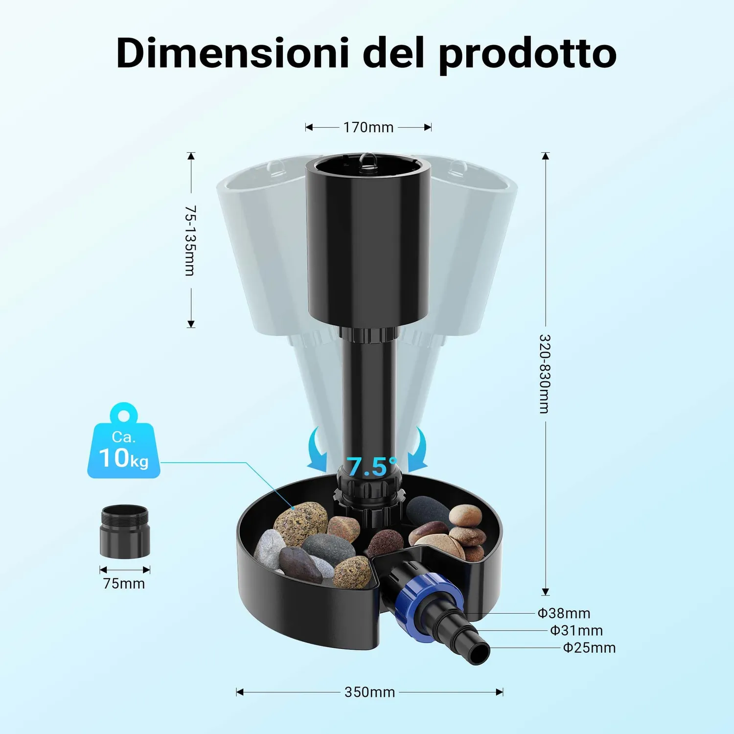 SunSun CSP-40 skimmer laghetto 40 mq telescopico 650-850mm
