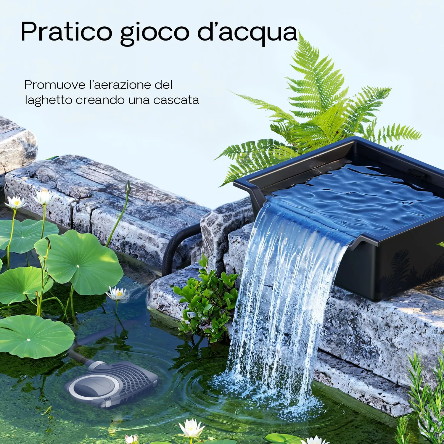 SunSun Vasca Cascata 60 Litri Vaschetta Vetroresina