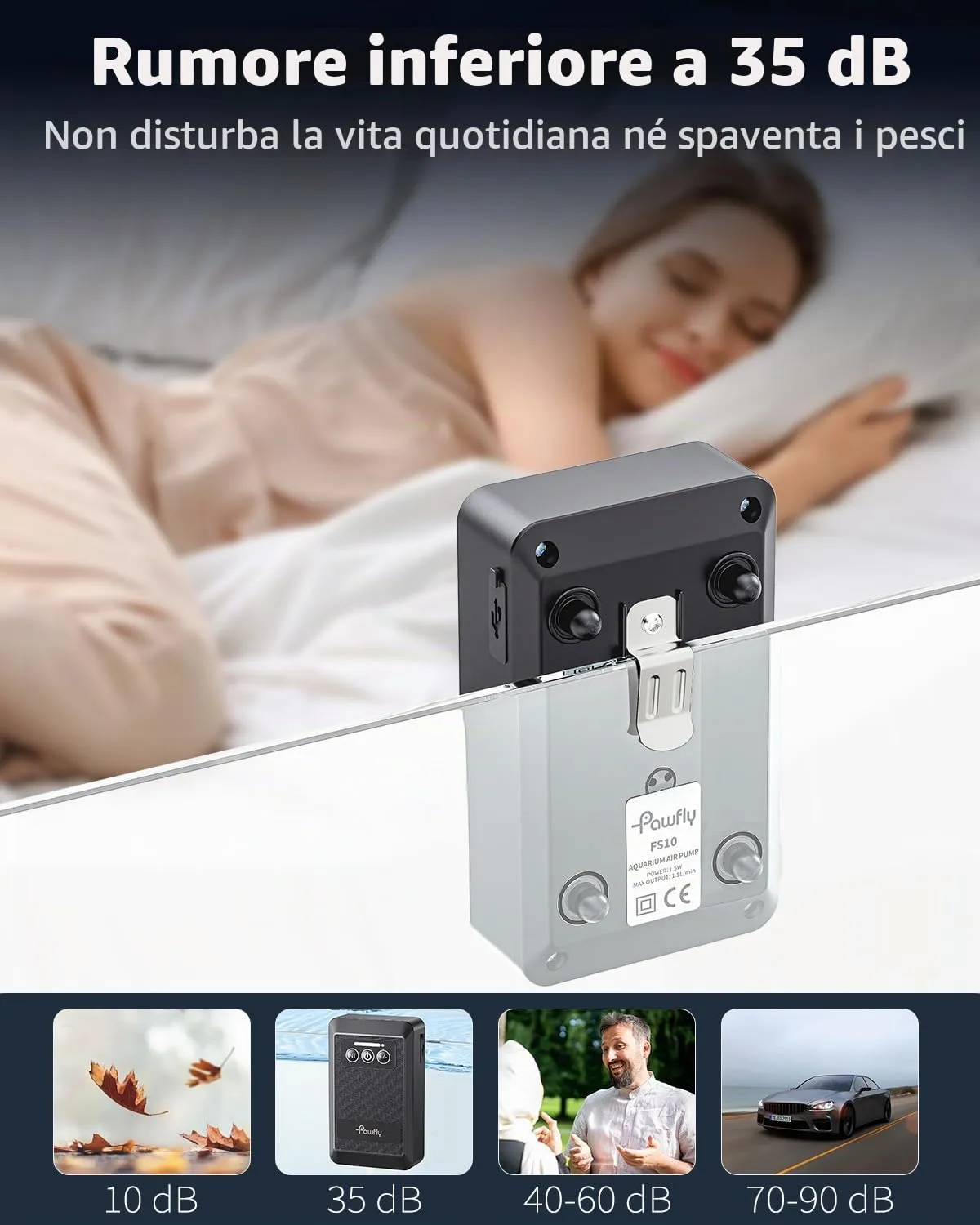Pawfly pompa aria batteria USB 3W 40-230 L portatile
