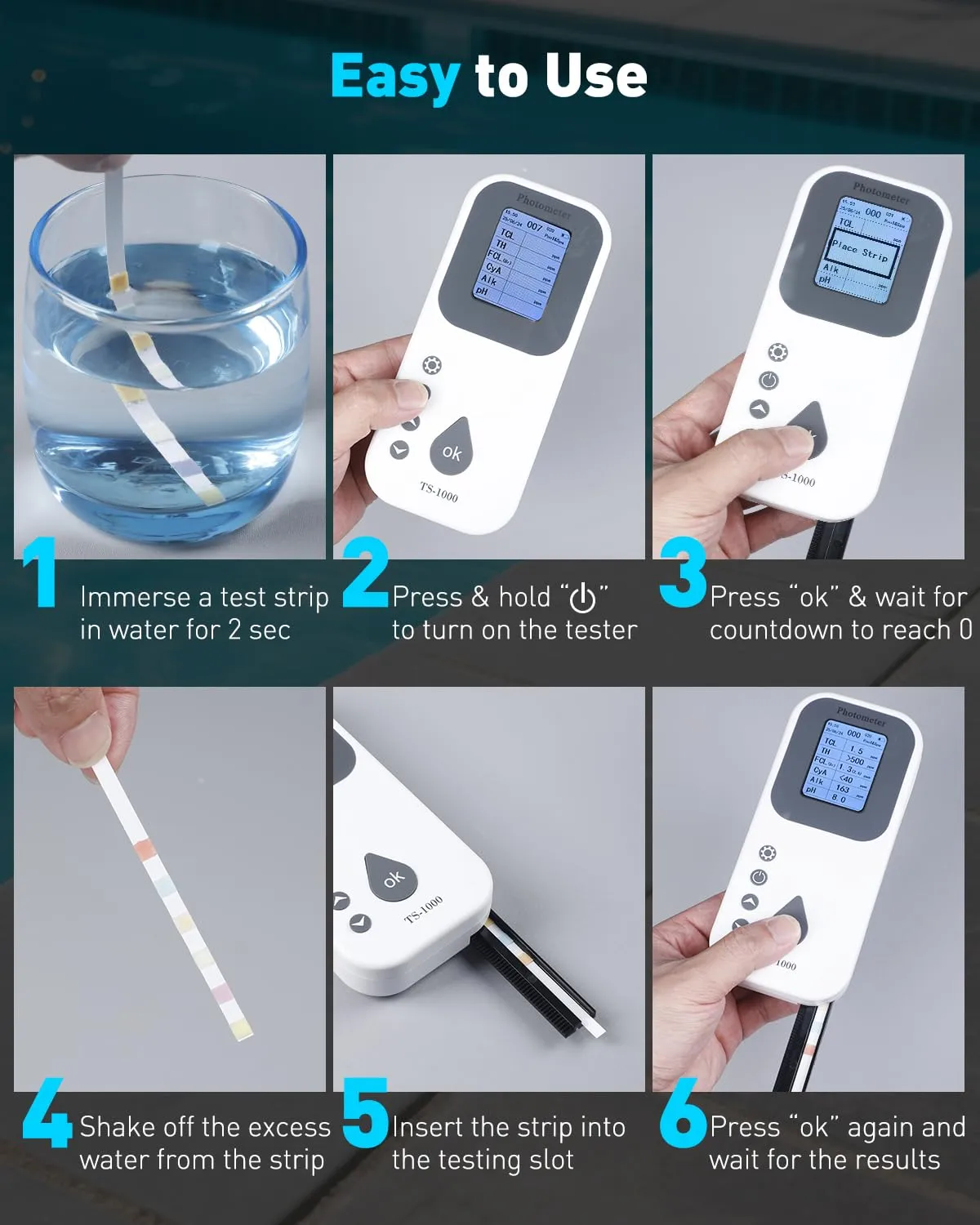 Pawfly kit test acqua digitale 7 in 1 50 strisce