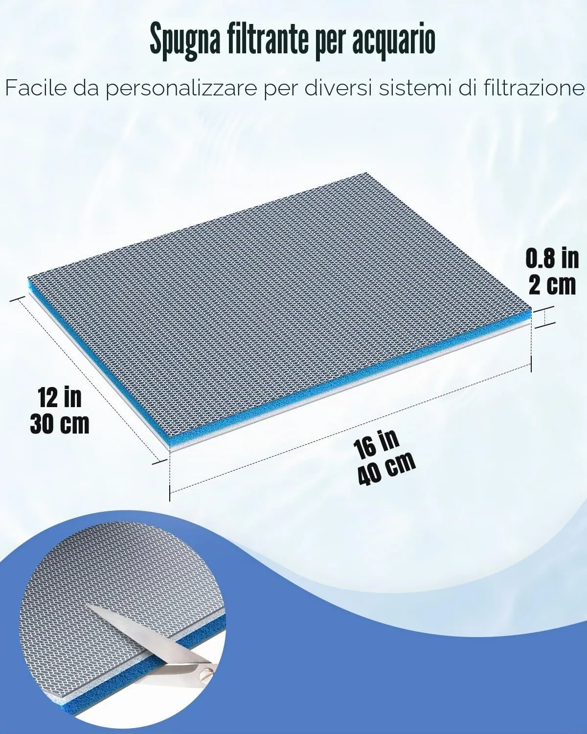 Pawfly Pad Filtro Acquario 8 Strati 40x30cm Ritagliabile 1pz