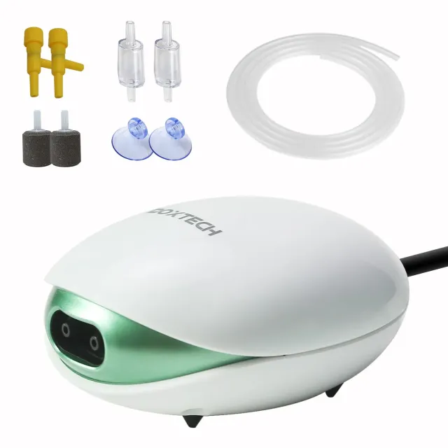 boxtech Pompa Aria Acquario 2,5W Doppia Uscita Kit Completo