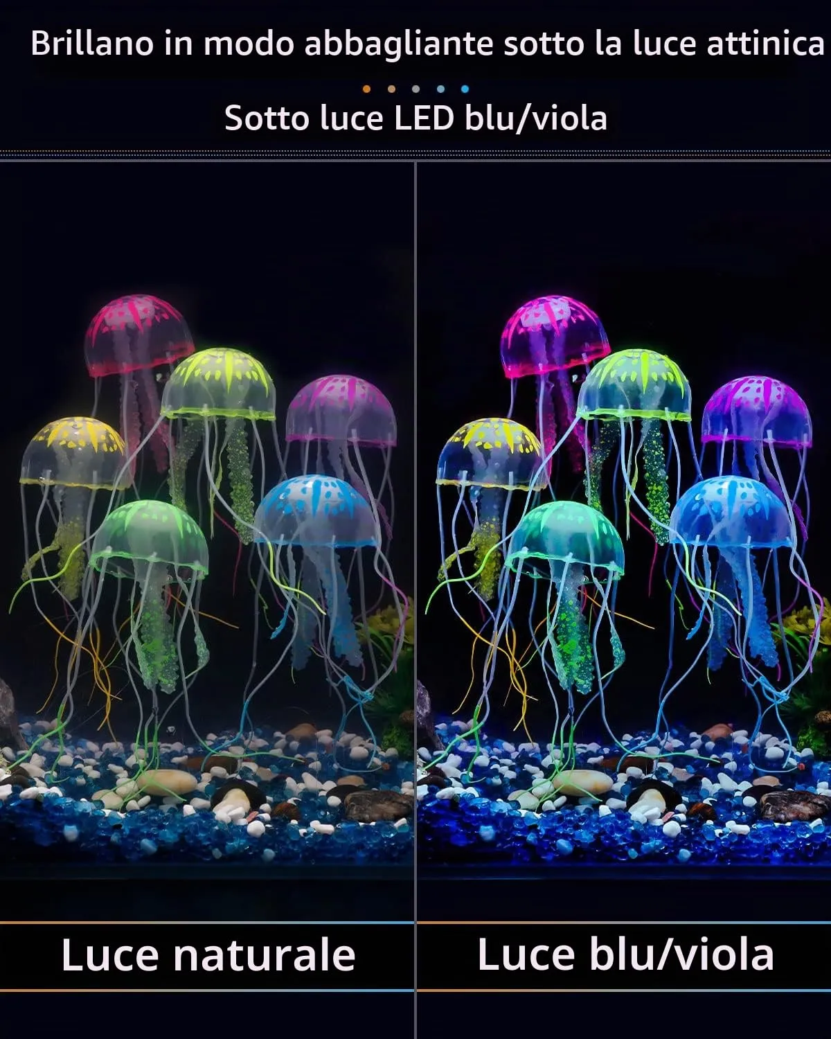 Pawfly meduse decorative acquario 6 pezzi silicone
