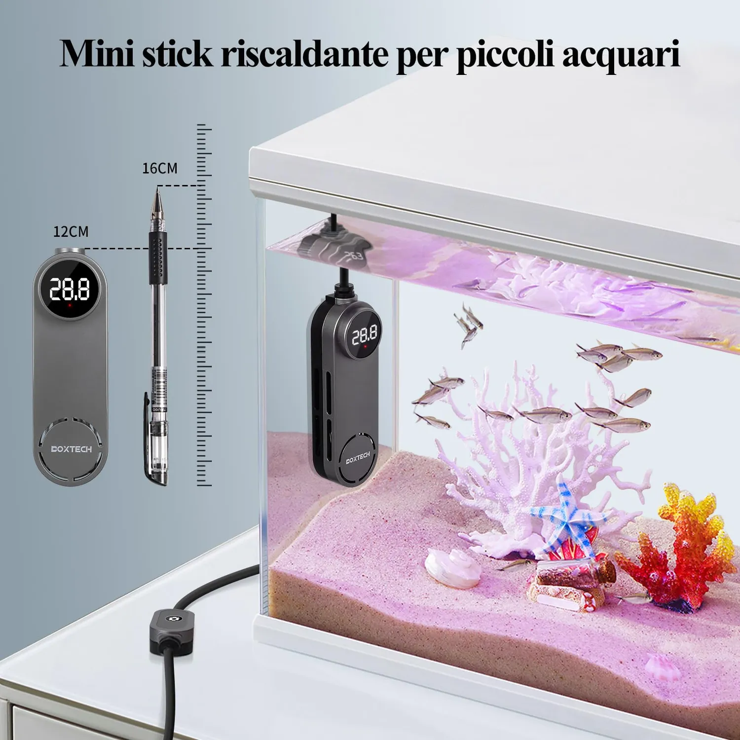 boxtech Riscaldatore Acquario 50W 10-40L Display