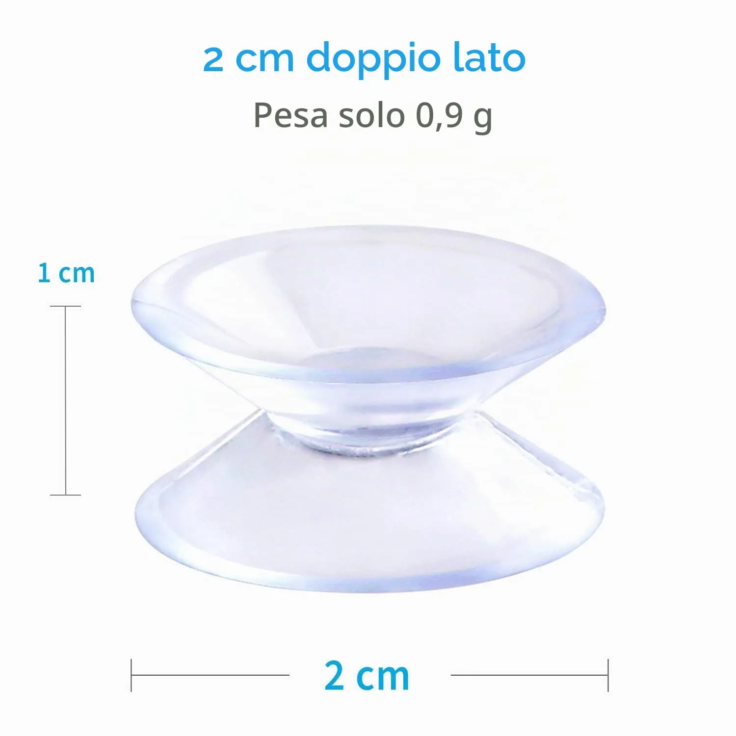 Pawfly Ventose Bifacciali 2 cm PVC 20 Pezzi Trasparenti
