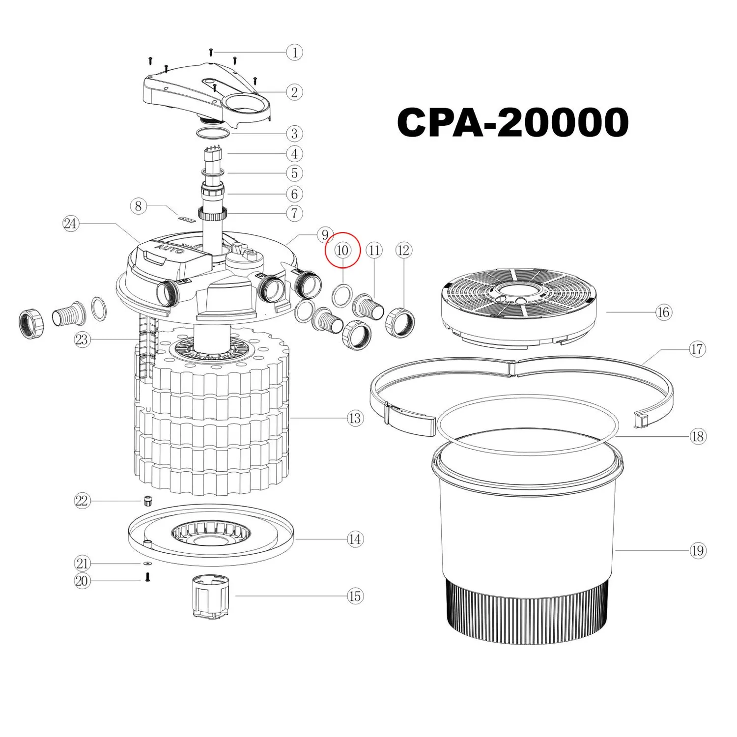 SunSun CPF-20000 anello guarnizione filtro pressione ricambio