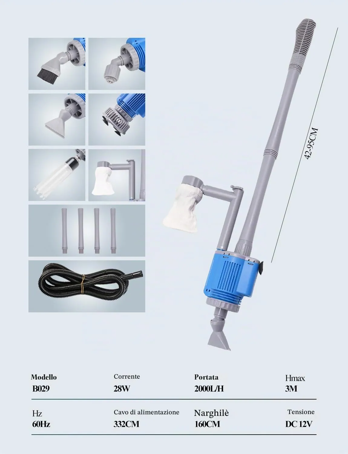 Boxtech 6 in 1 pulitore elettrico acquario 2000 L/h