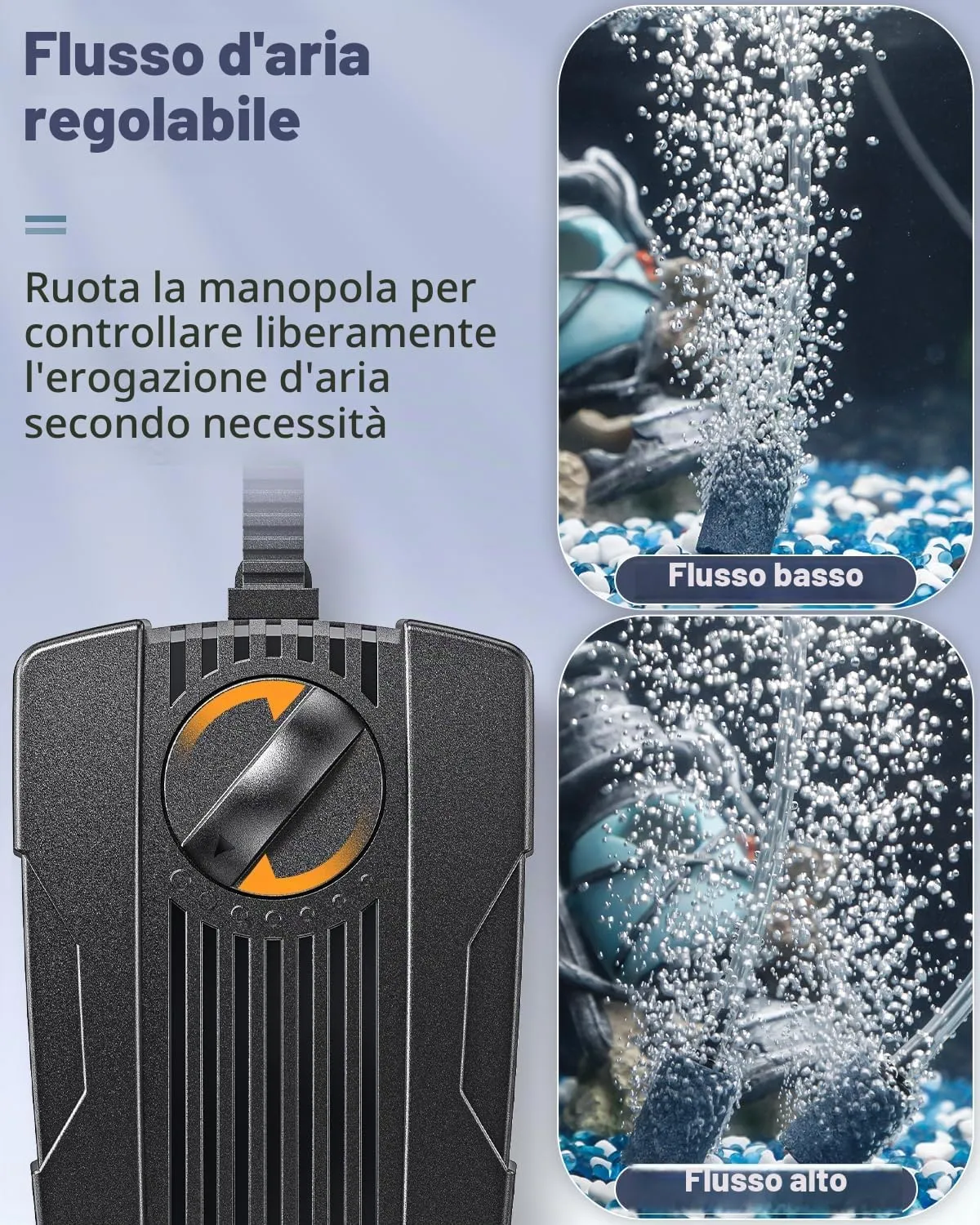 Pawfly Pompa Aria Acquario 190 l/h Doppia Uscita Silenziosa