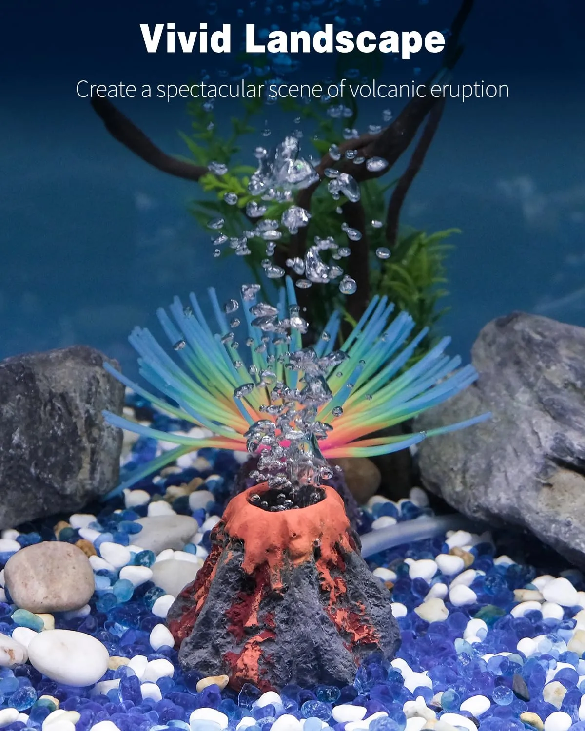 Pawfly Vulcano Decorazione Acquario Resina con Bolle