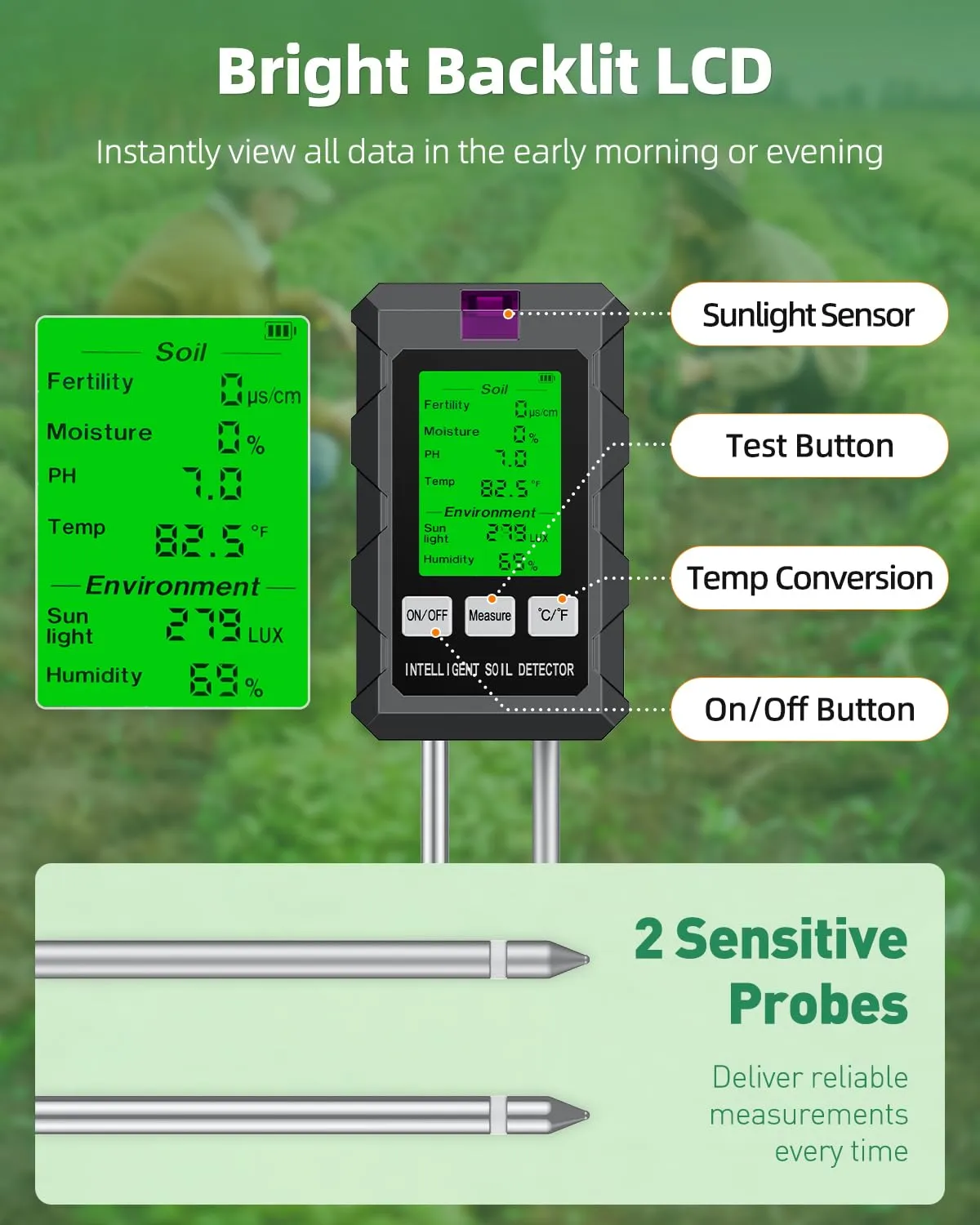 Pawfly Tester Terreno 6 in 1 Digitale con pH