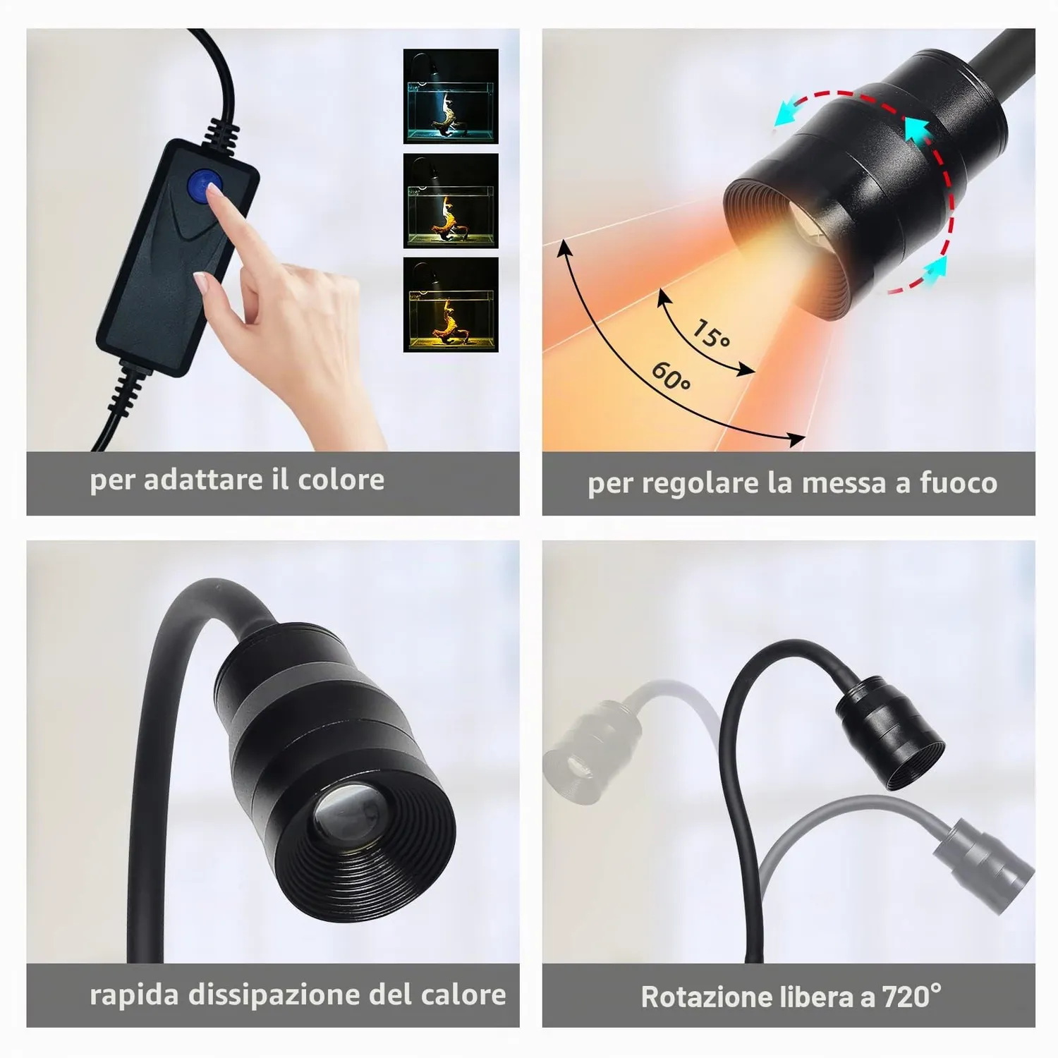 Boxtech lampada LED acquario zoom 10W 3 colori fascio