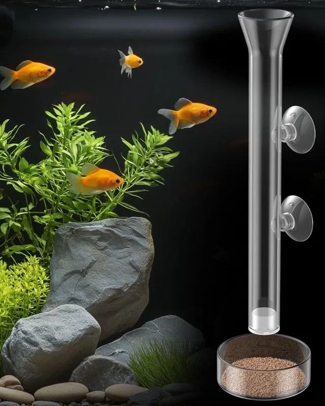 Pawfly tubo alimentazione pesci vetro 20 cm con ciotola