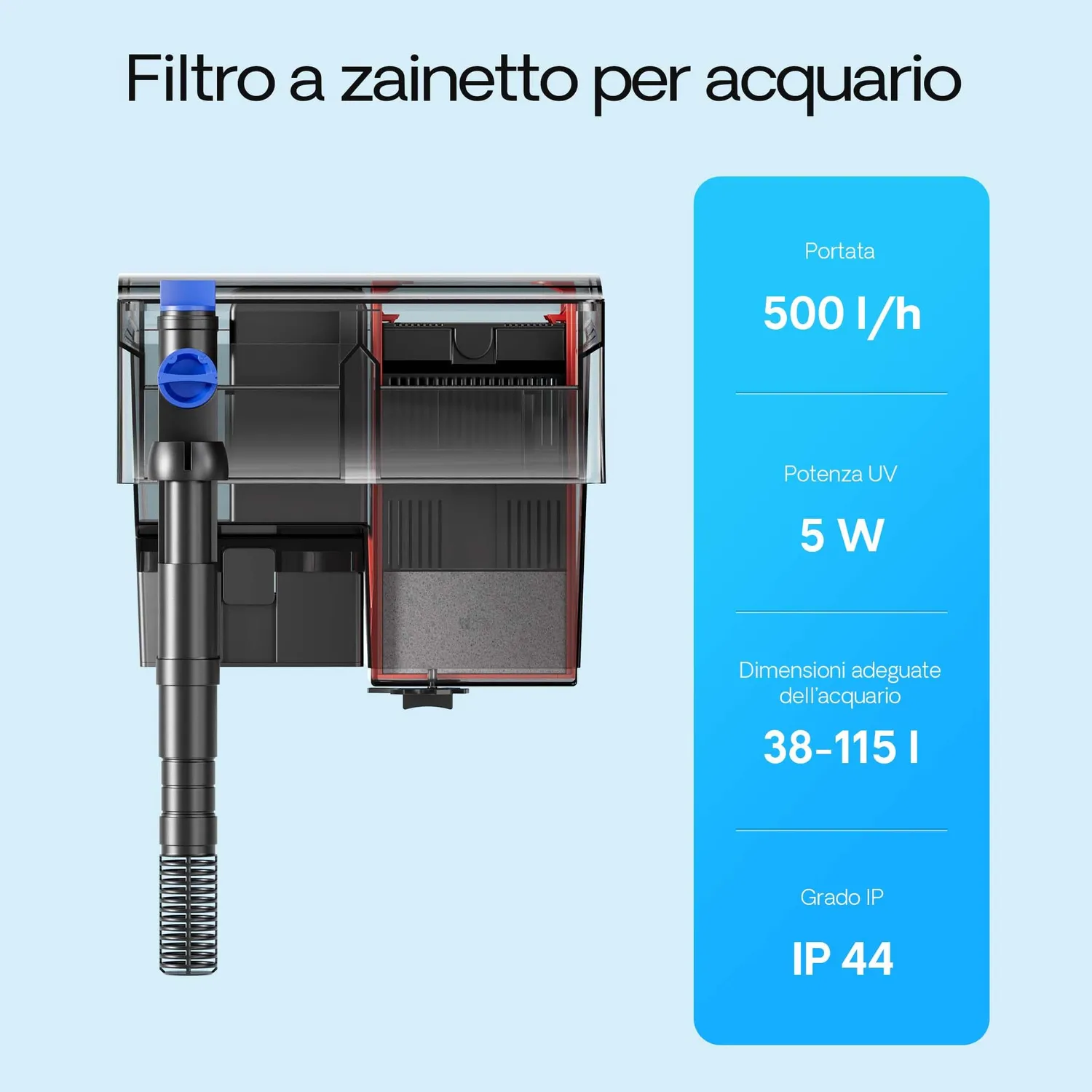 SunSun CBG-500 filtro a zainetto 500 l/h con UV 5W