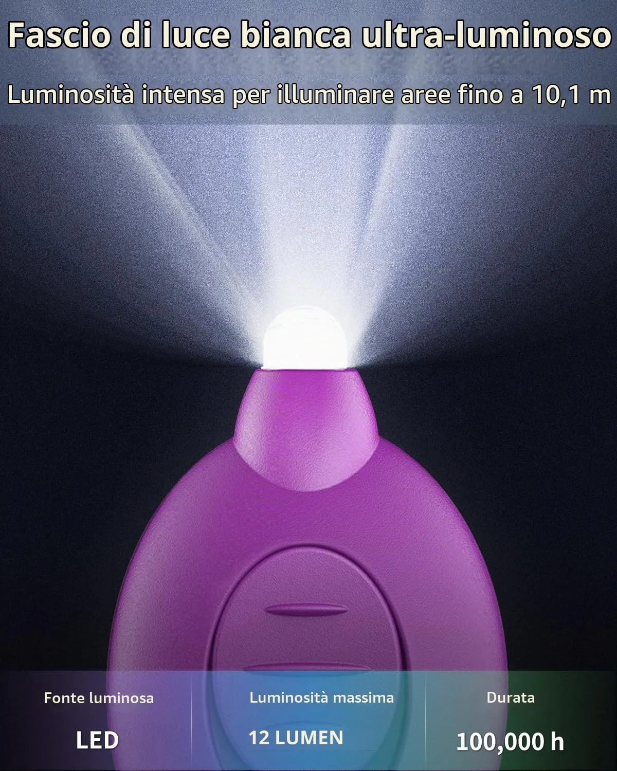 Pawfly torcia LED portachiavi 12 lumen colorata 5 pezzi