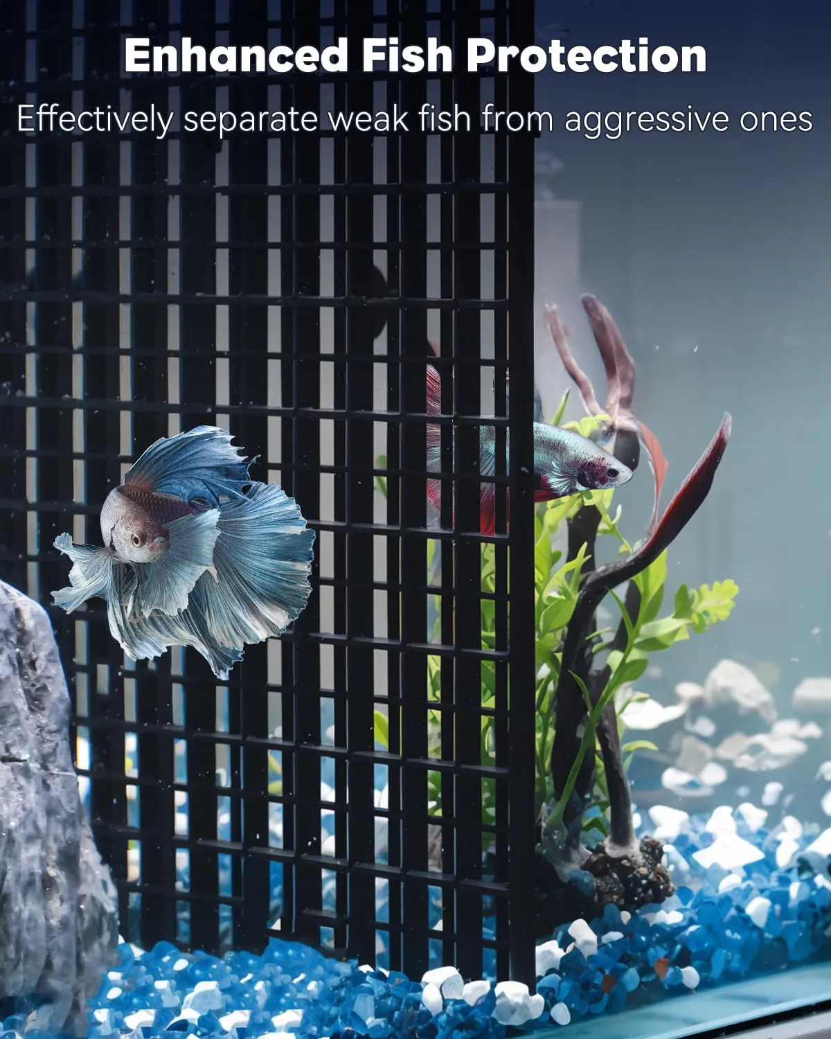 Pawfly Divisori Acquario Nero 4 Pezzi 29,2x14,7 cm Maglia 1 cm