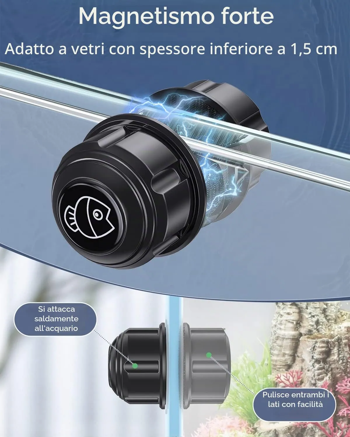 Pawfly Spazzola Magnetica Acquario 3,8 cm per Vetro Sottile