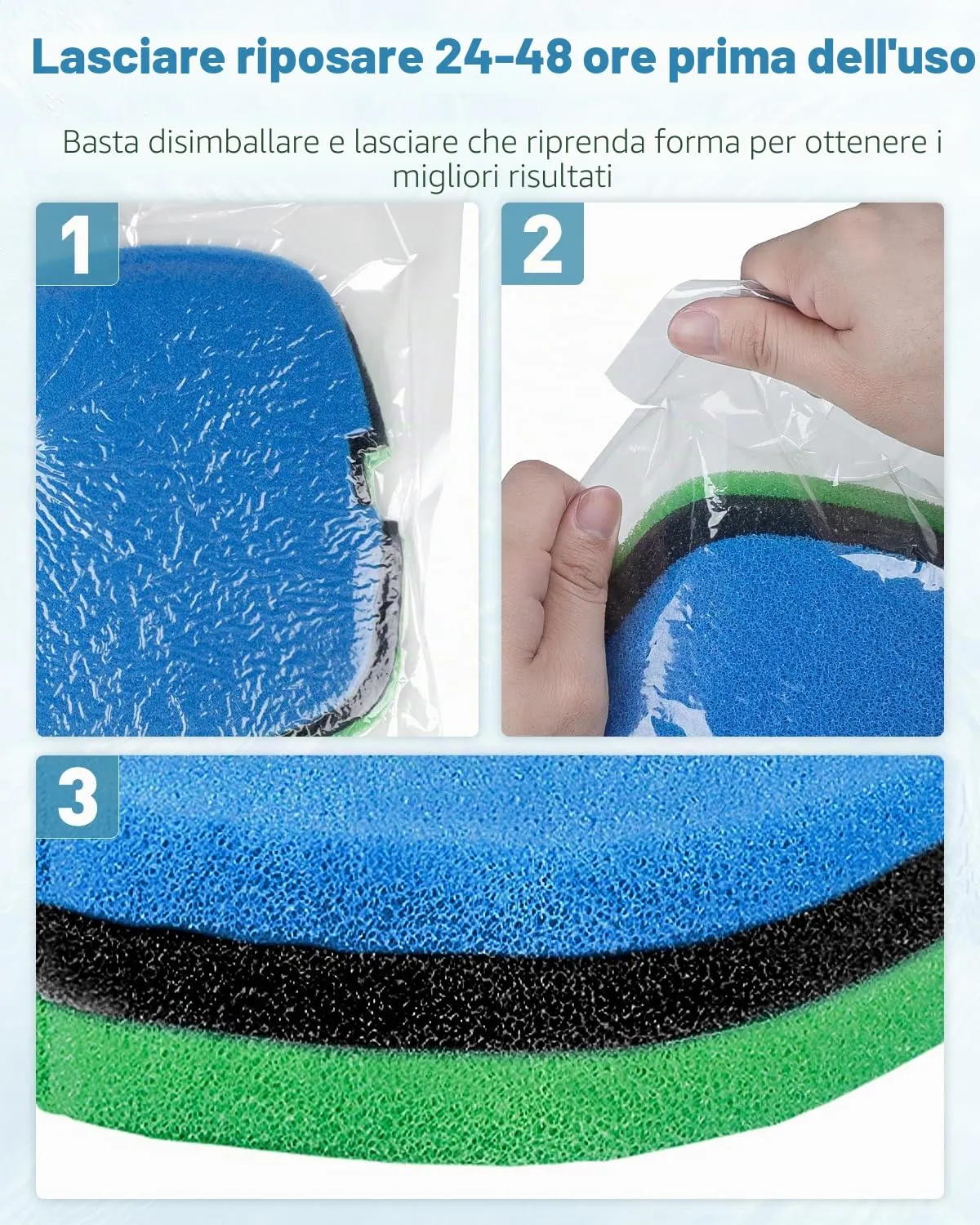 Pawfly Spugne Filtro Acquario 45x28 cm 3 Pezzi Miste