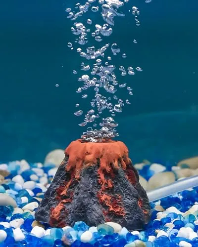 Pawfly Vulcano Decorazione Acquario Resina con Bolle