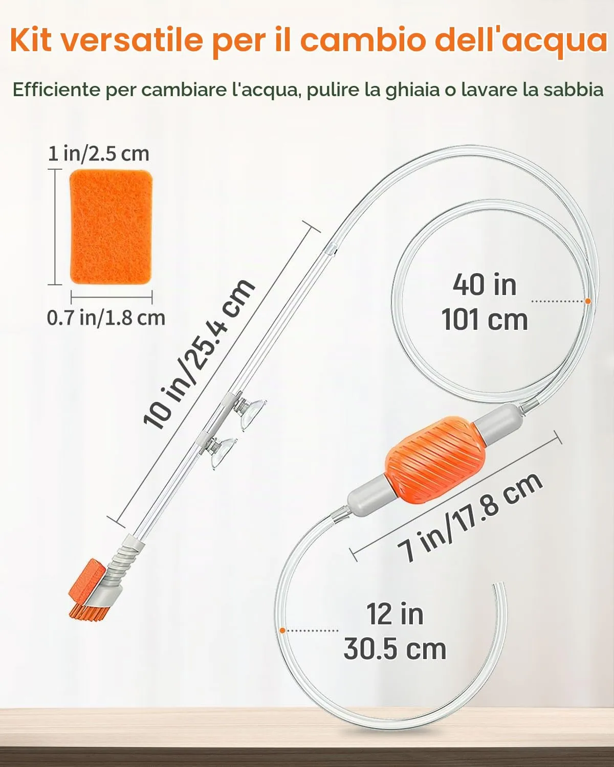 Pawfly kit sifone acquario pulitore ghiaia fino a 38L manuale