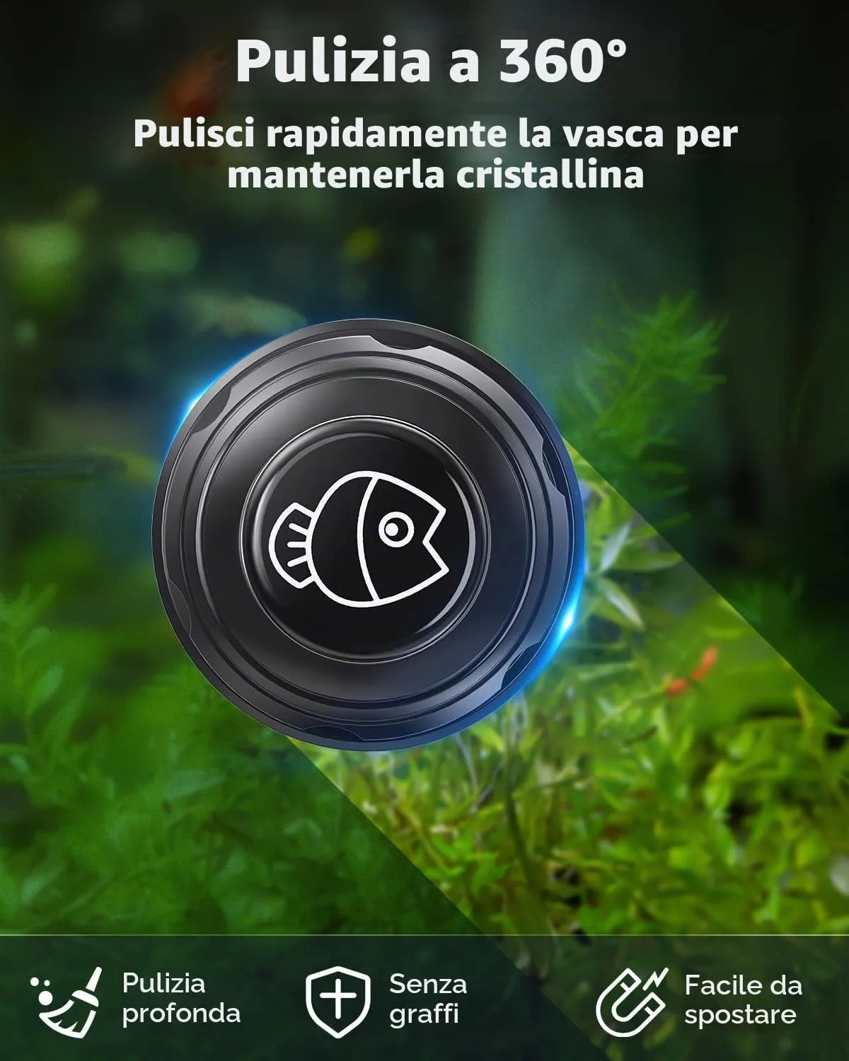 Pawfly Spazzola Magnetica Acquario 3,8 cm per Vetro Sottile