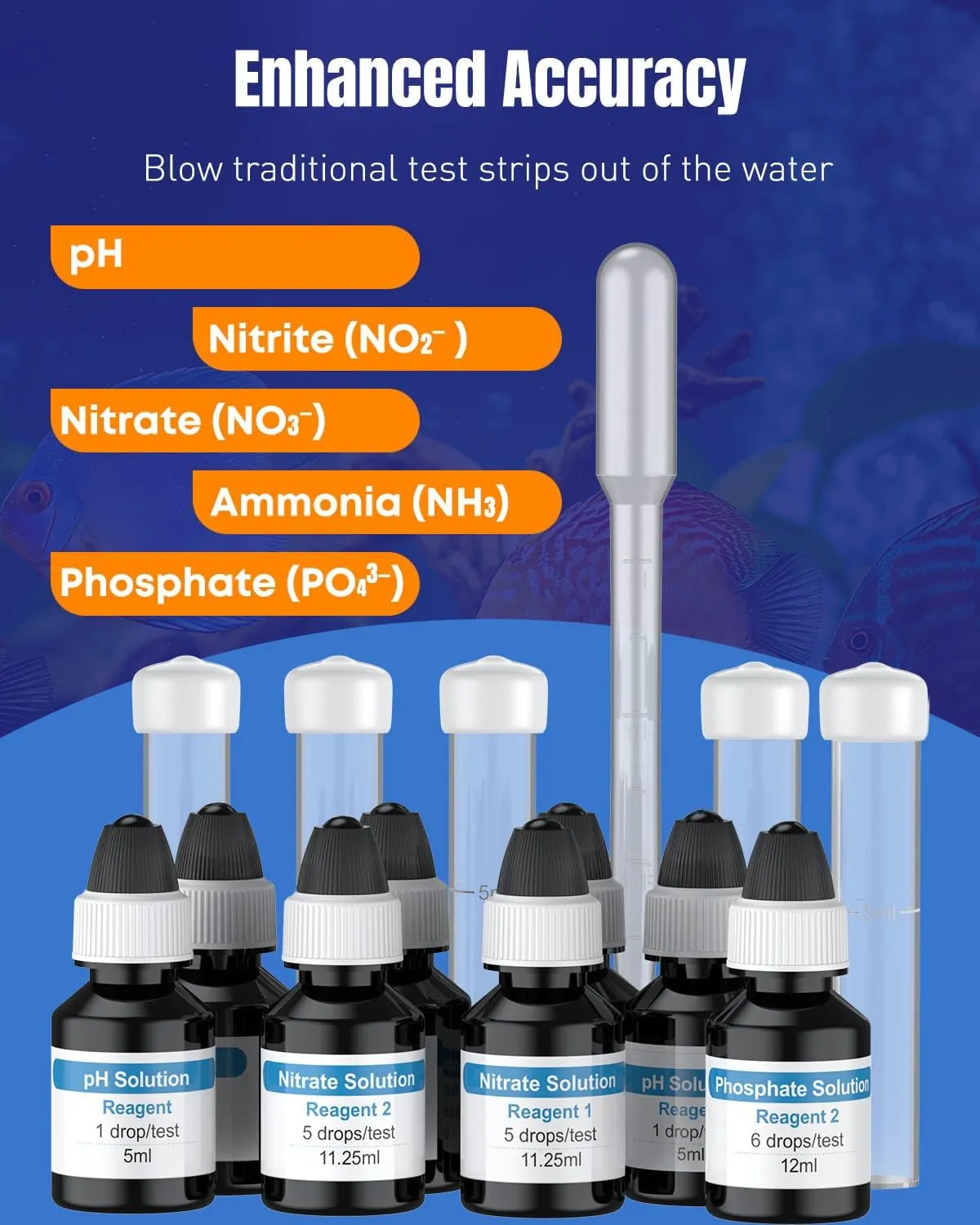 Pawfly Kit Test 5 in 1 tester acqua acquario dolce e salata