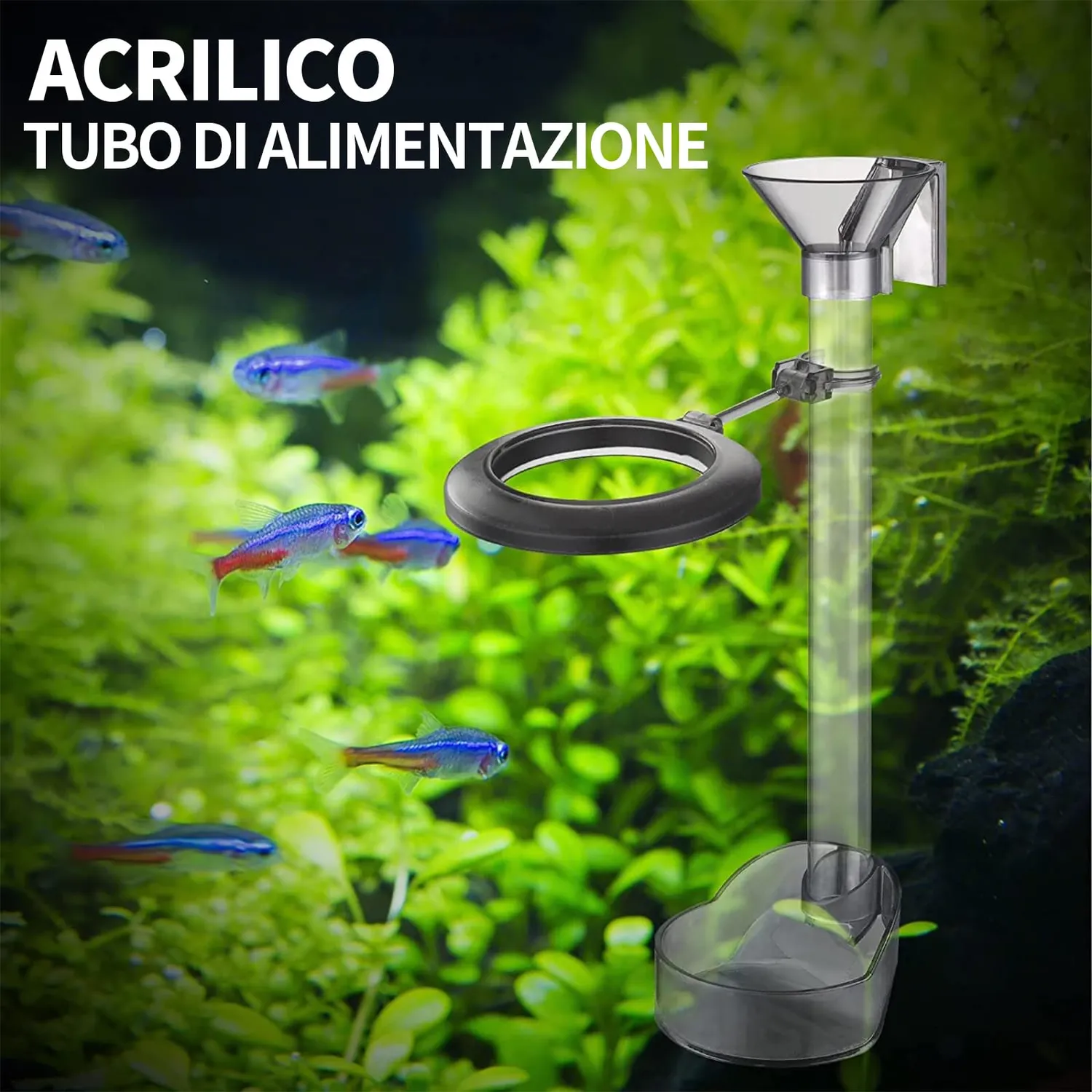 boxtech tubo mangiatoia acquario 20-37 cm acrilico