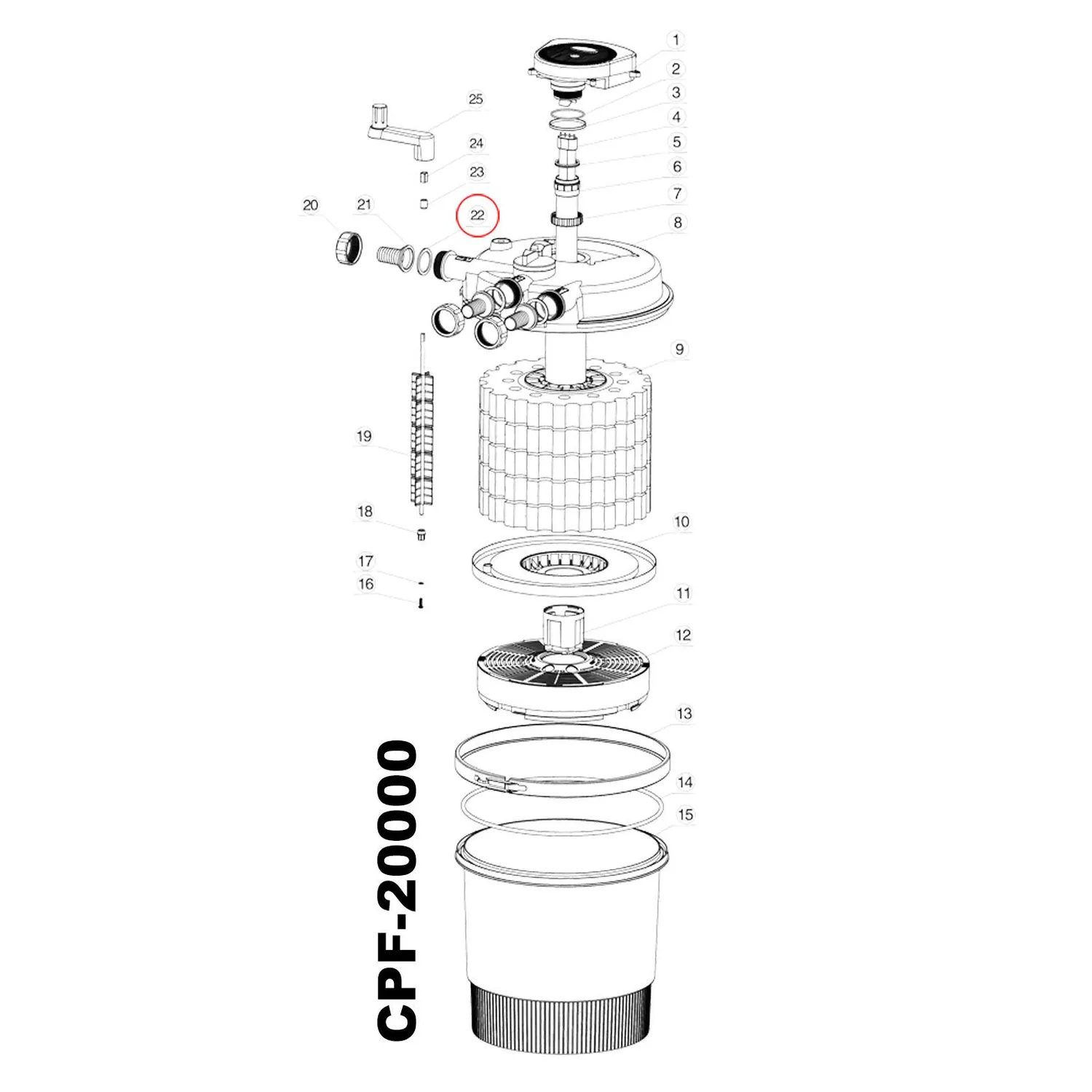 SunSun CPF-20000/30000/50000 coperchio filtro pressione