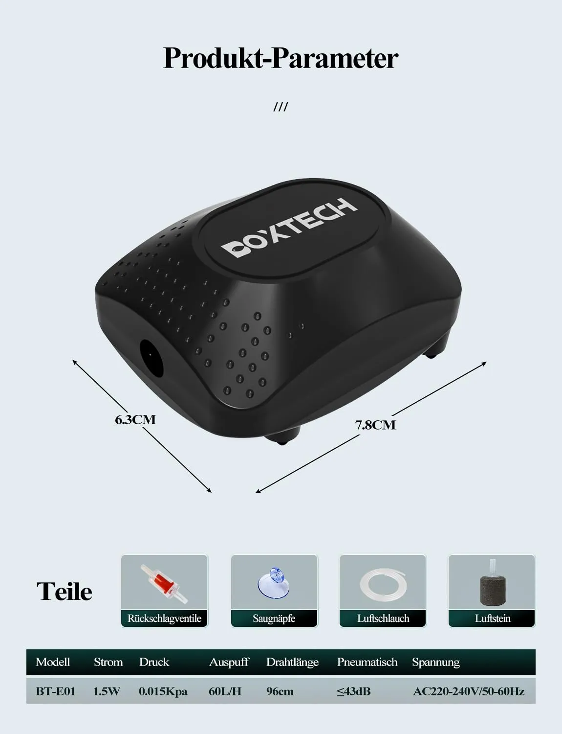 boxtech mini aeratore acquario 1,5W kit pietra aria
