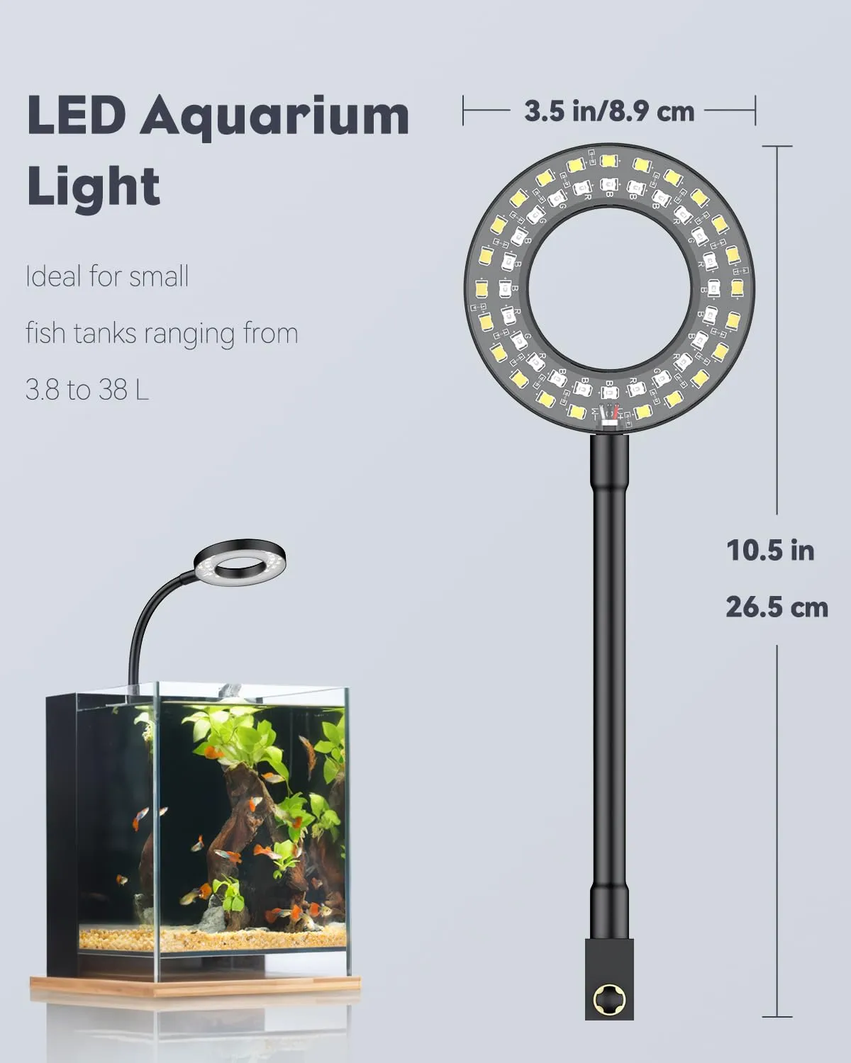 Pawfly Lampada LED Acquario Clip USB 4,5W Spettro Completo