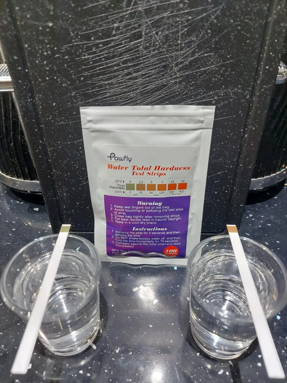 Pawfly strisce test durezza acqua 100 pezzi 0-425 ppm