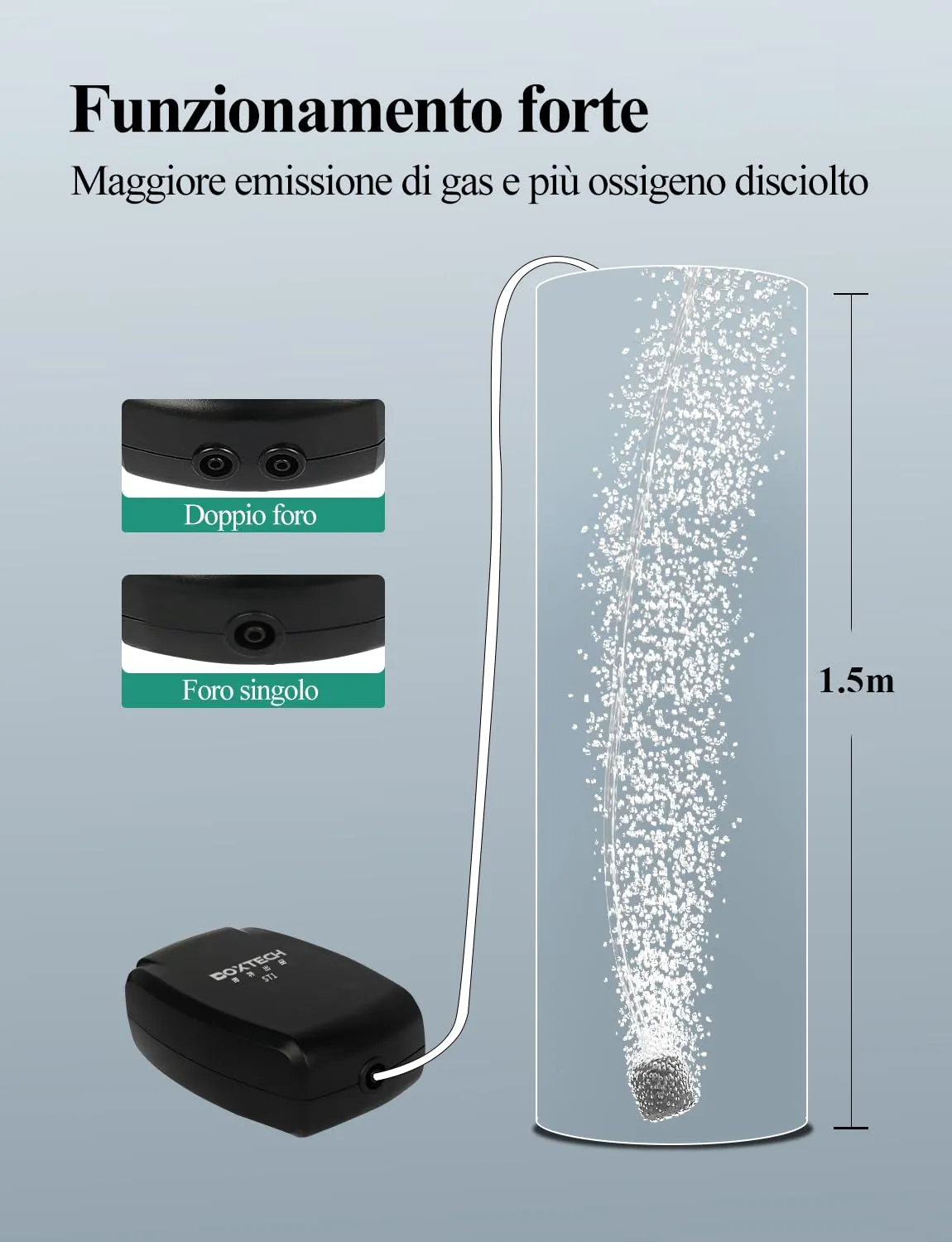 Boxtech aeratore acquario mini 2W 1 l/min con pietra e tubo