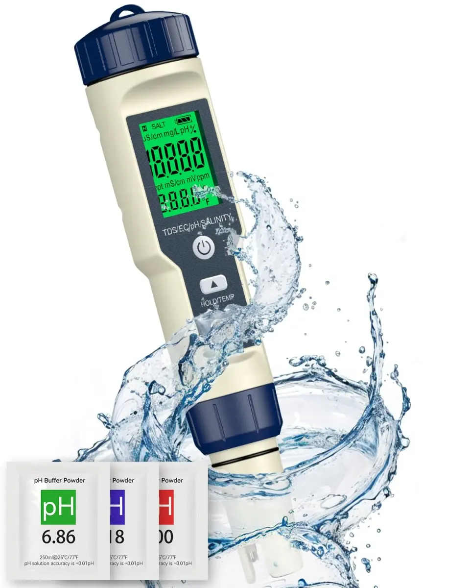 Pawfly Tester Acqua 5 in 1 pH Salinità TDS con Calibrazione