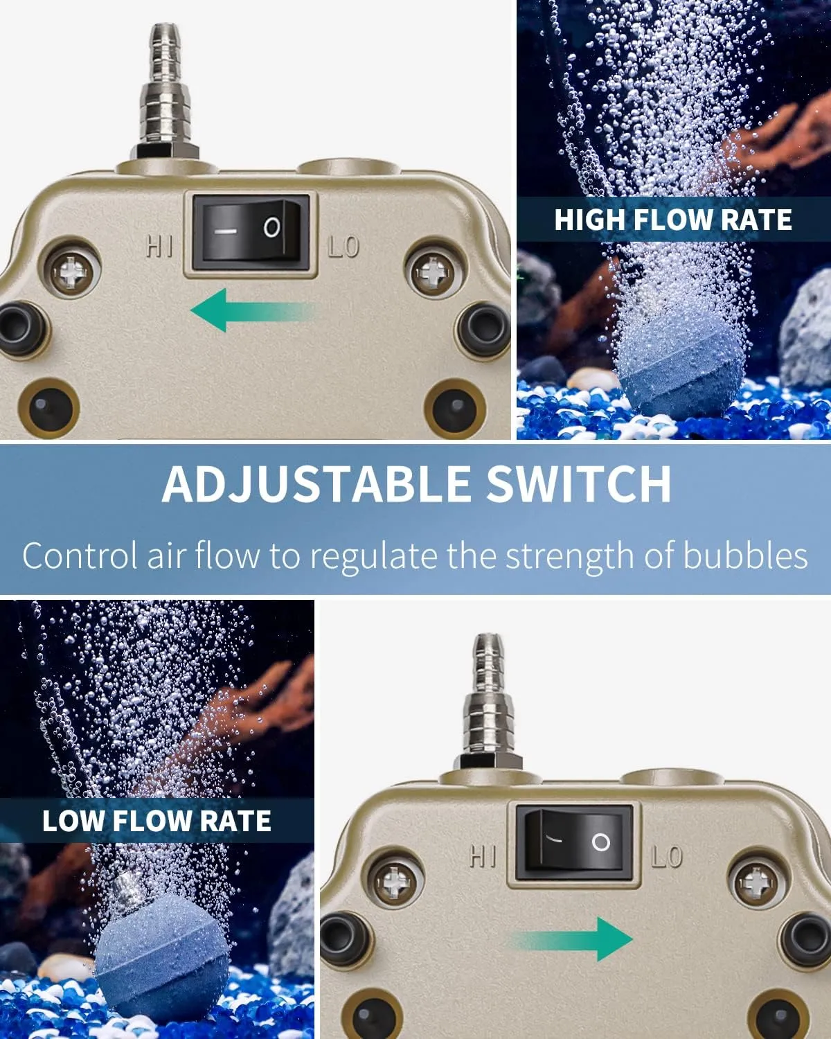Pawfly aeratore acquario 7W 16 l/min 2 kit