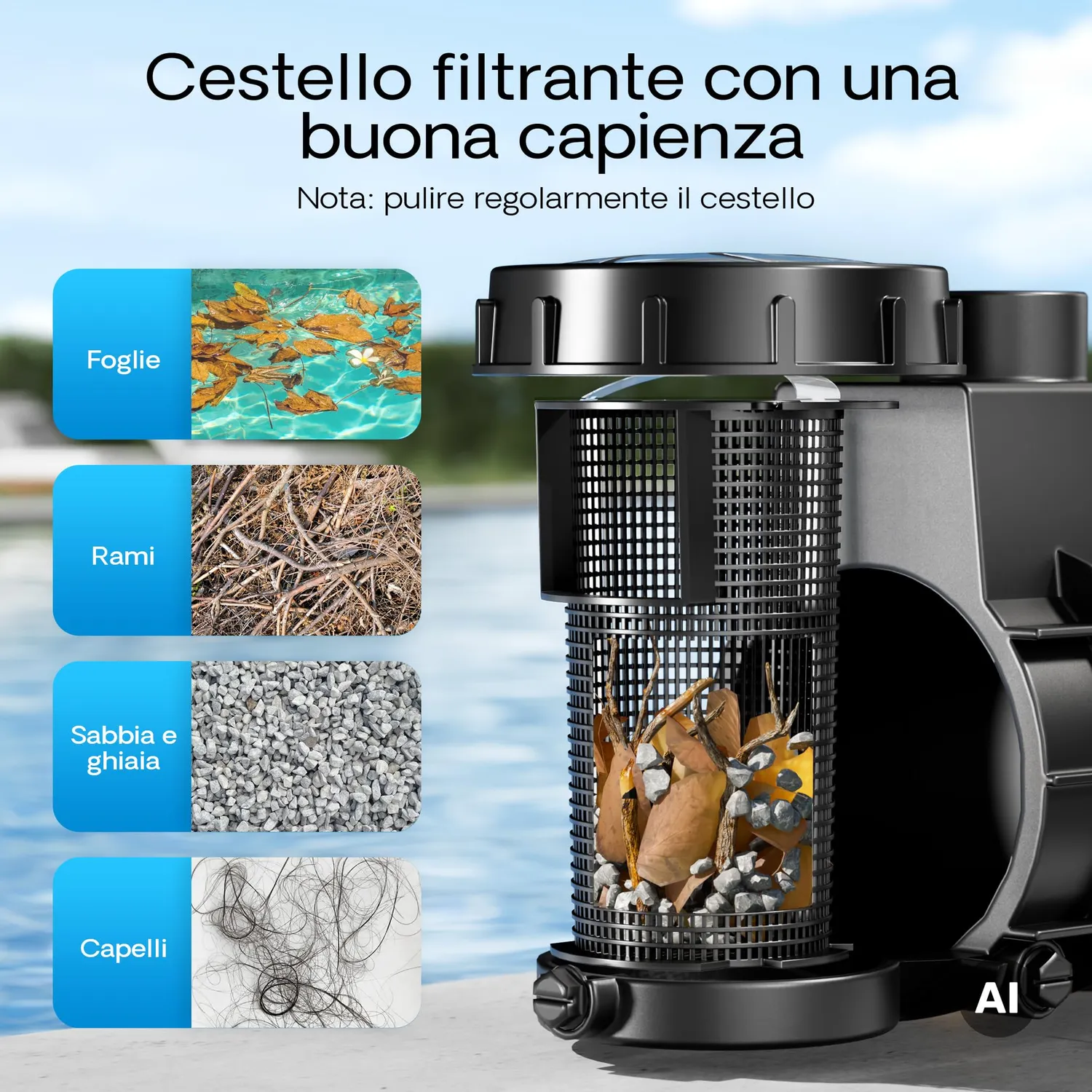 SunSun Pompa Piscina Ricircolo 13000 l/h 550W Filtro