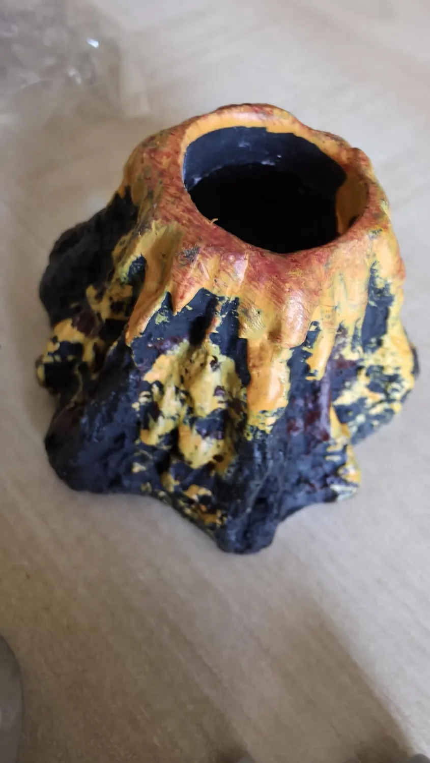 Pawfly Vulcano Decorazione Acquario Resina con Bolle
