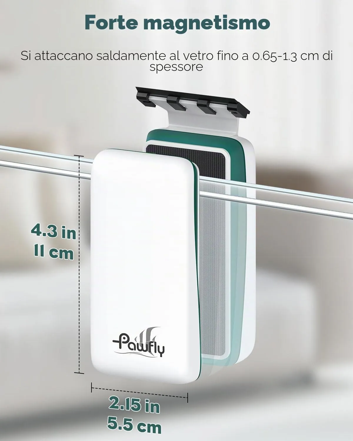 Pawfly pulitore magnetico acquario vetro 0,65-1,3 cm