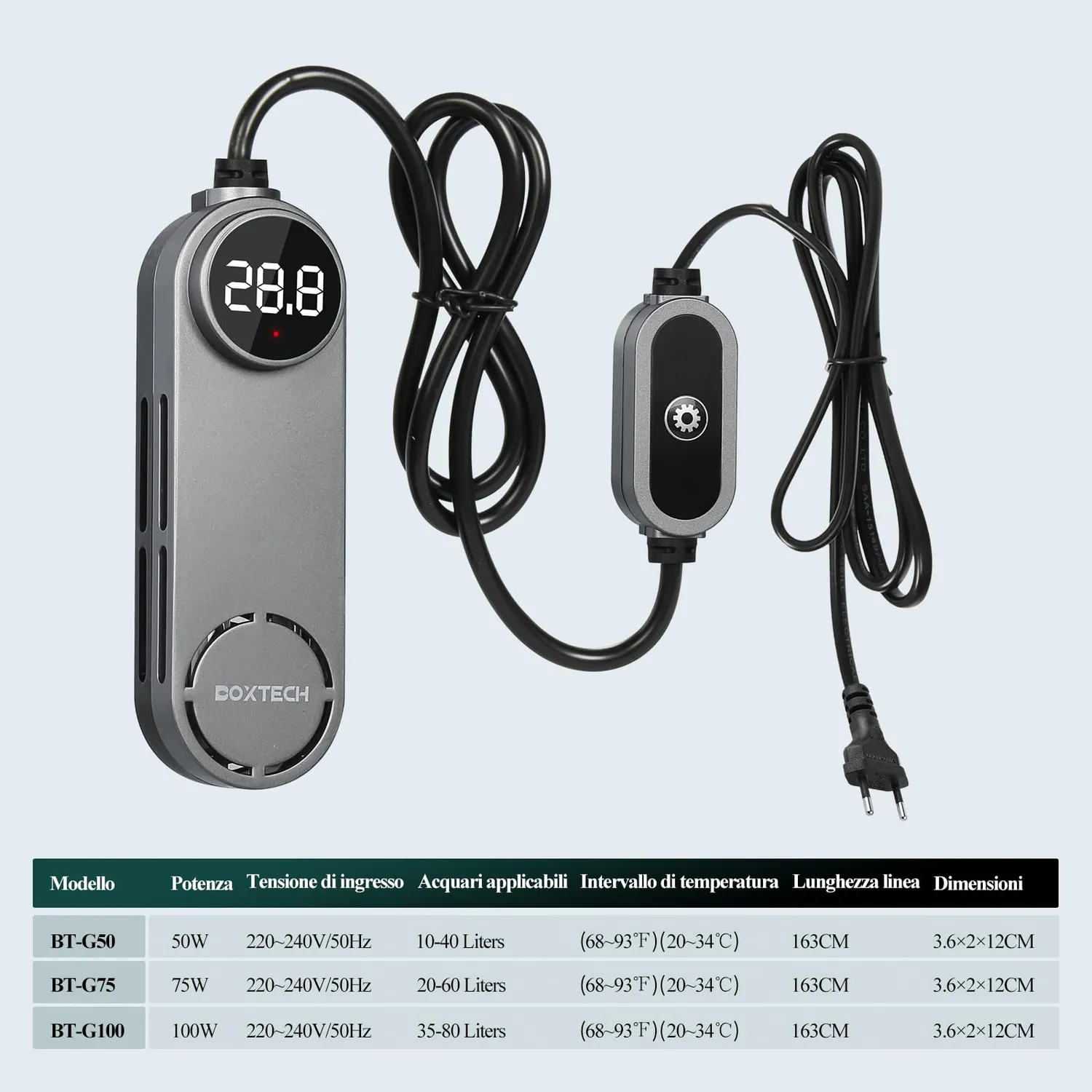 boxtech Riscaldatore Acquario 50W 10-40L Display