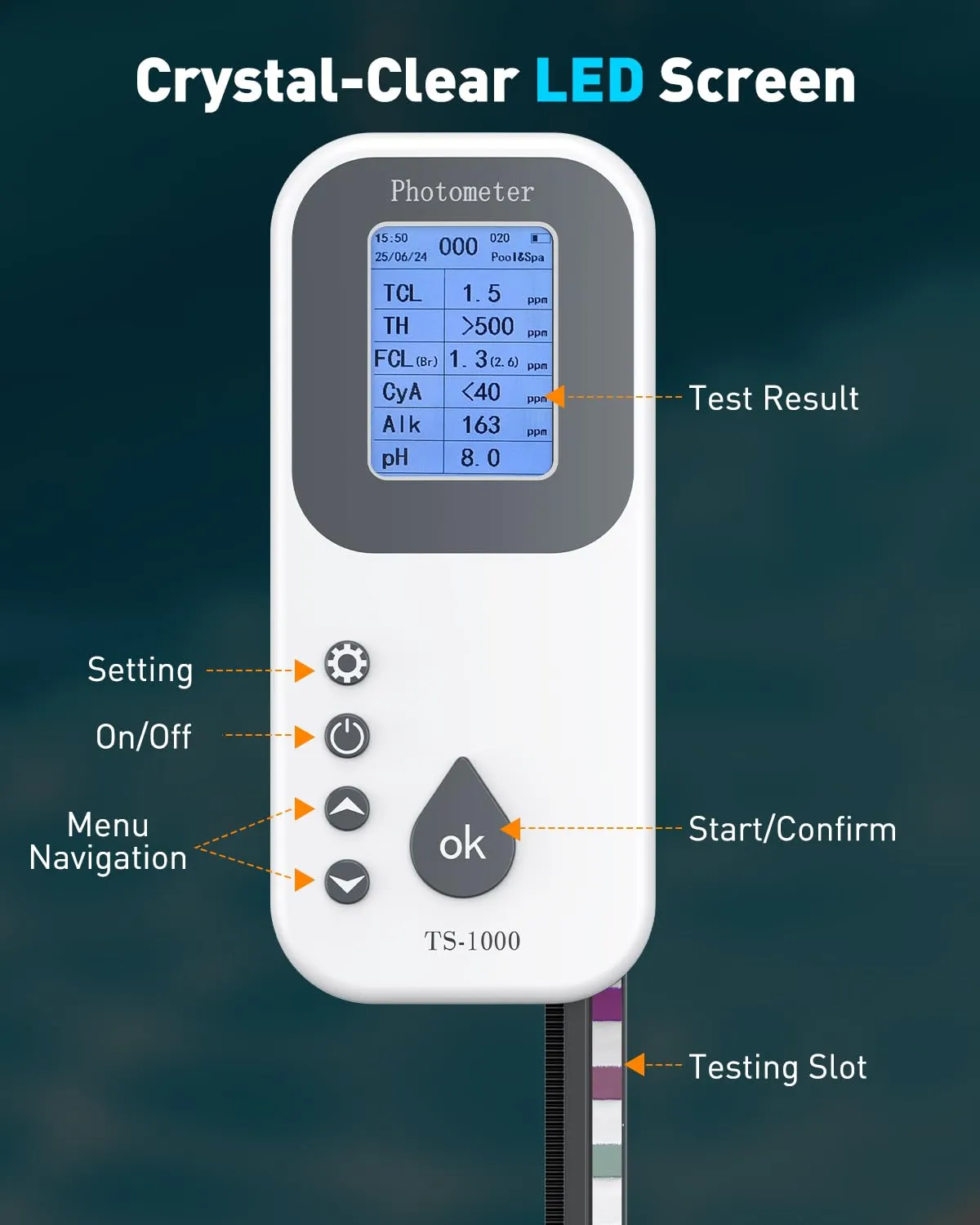 Pawfly kit test acqua digitale 7 in 1 50 strisce
