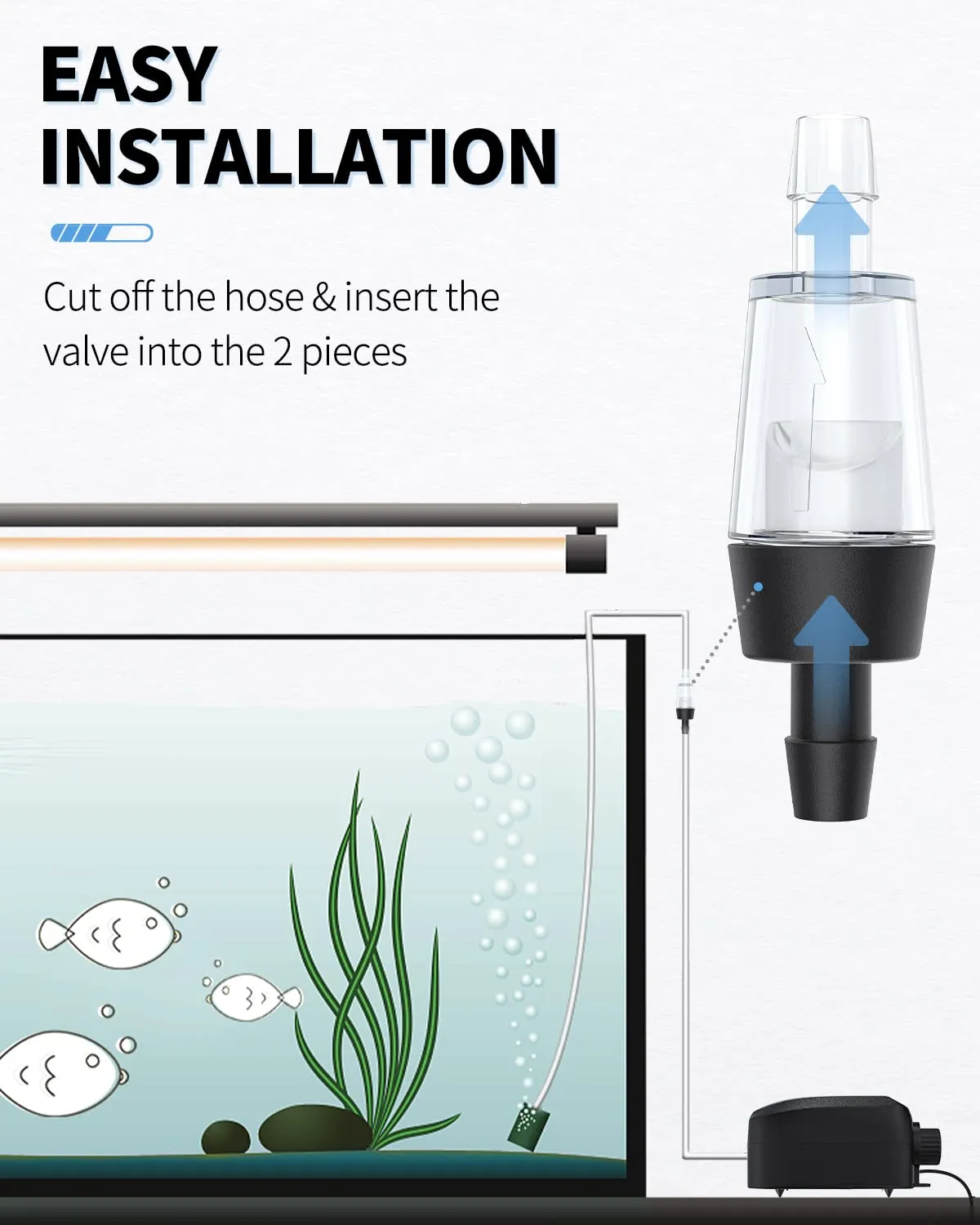 Pawfly valvole controllo nere acquario 6 pezzi
