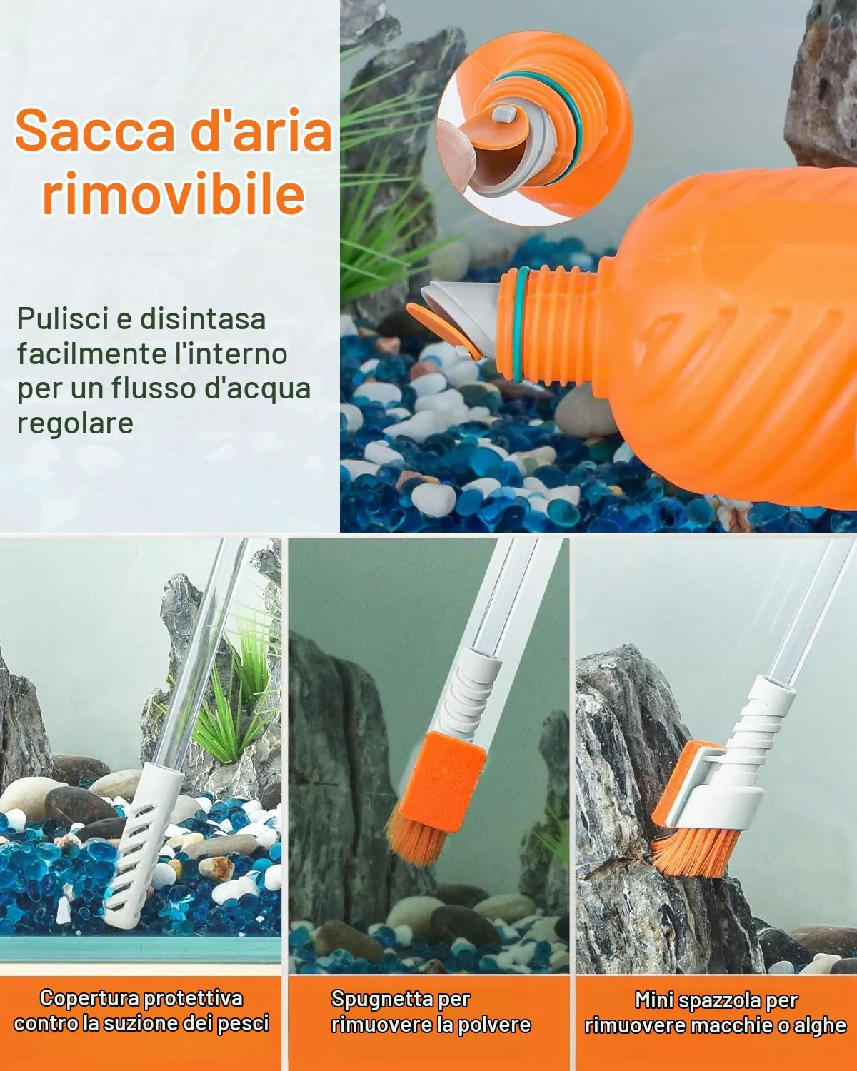 Pawfly kit sifone acquario pulitore ghiaia fino a 38L manuale