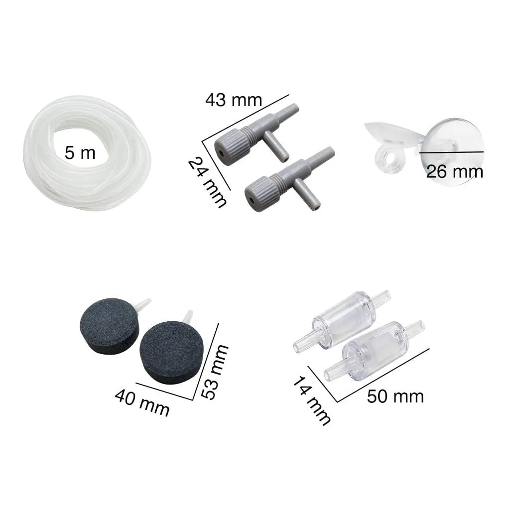boxtech Pompa Aria Acquario 2,5W Doppia Uscita Kit Completo