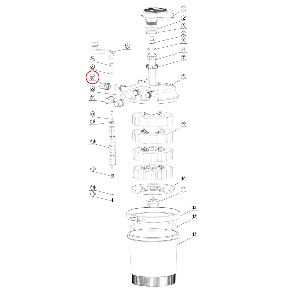 SunSun CPF-2500 bocchetta filtro laghetto ingresso 32 mm