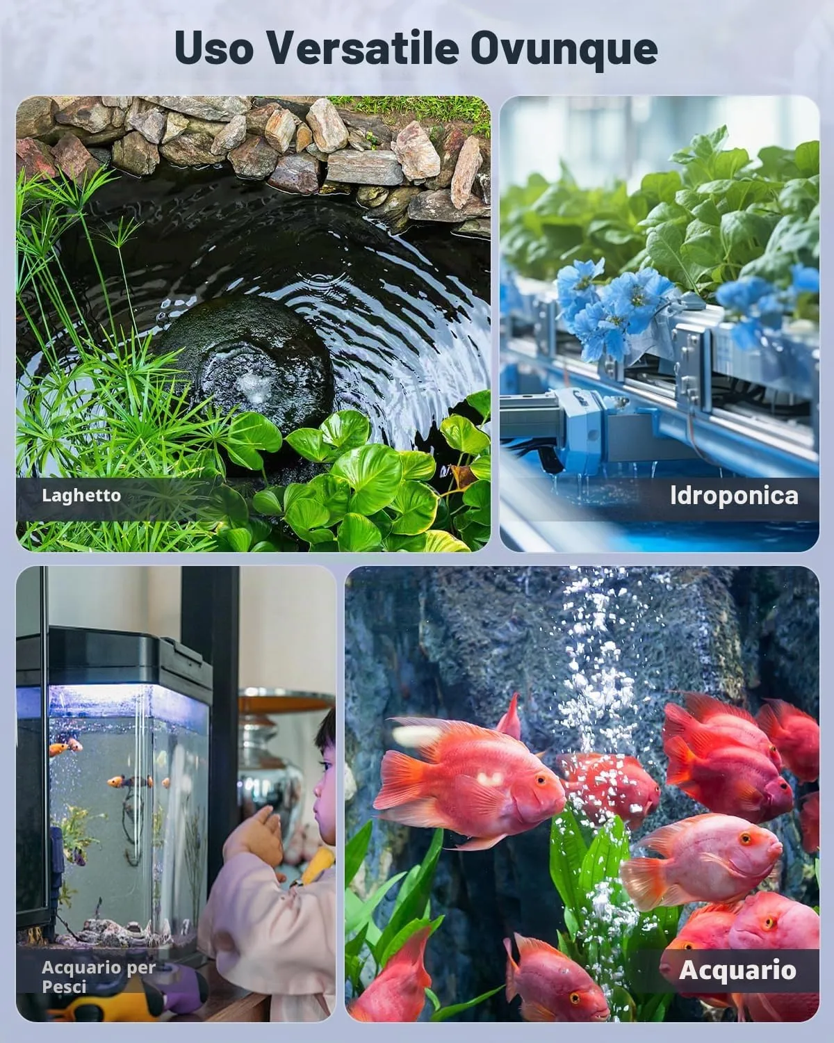 Pawfly Pompa Aria Acquario 416 L/H fino a 606 L Ultra Silenziosa