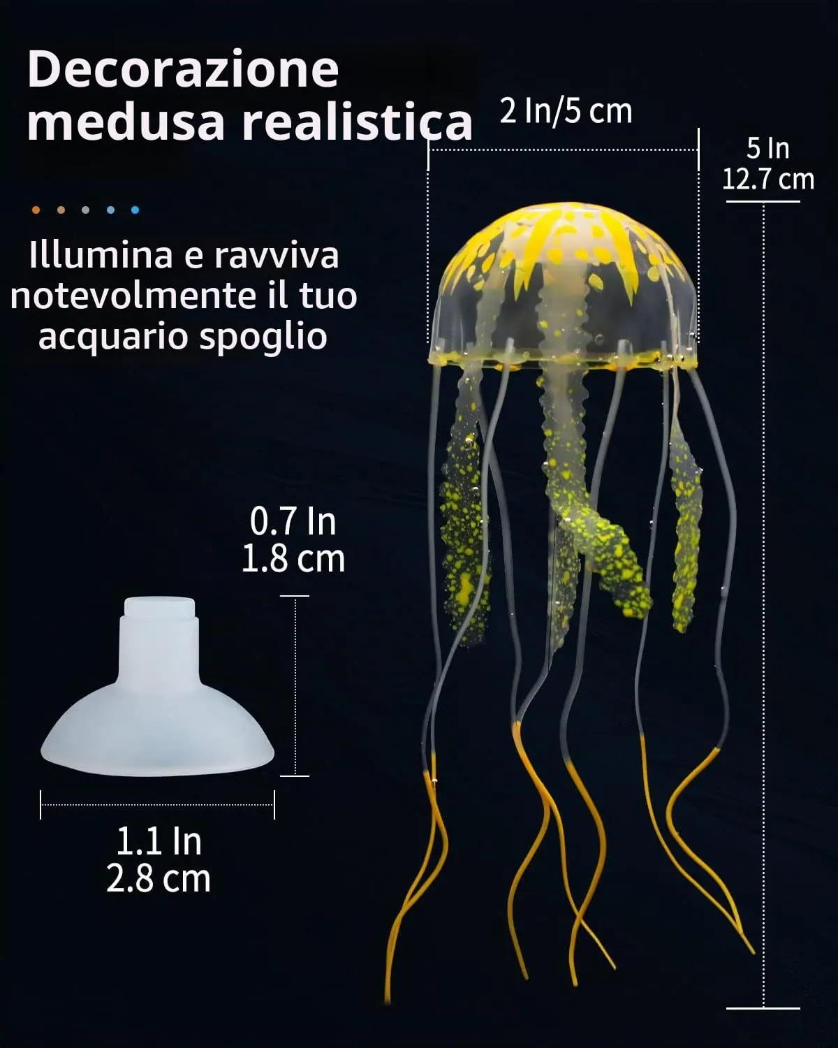 Pawfly meduse decorative acquario 6 pezzi silicone