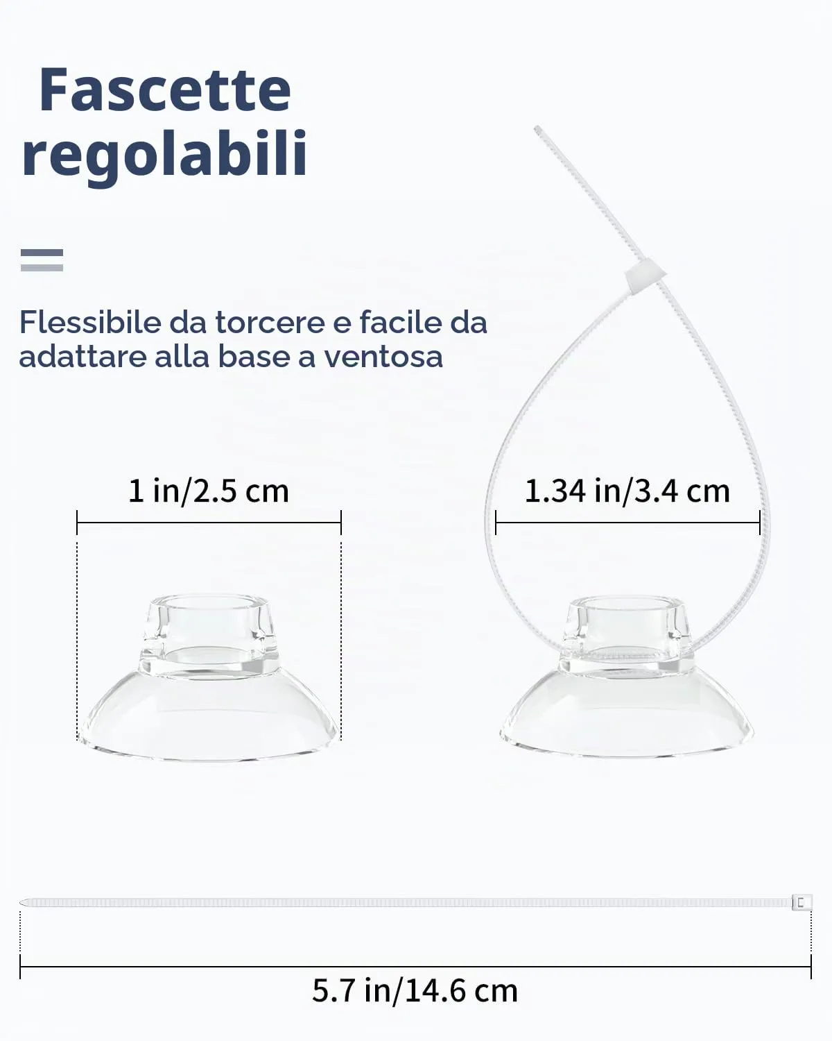 Pawfly ventose acquario trasparenti 10 pz con 20 fascette