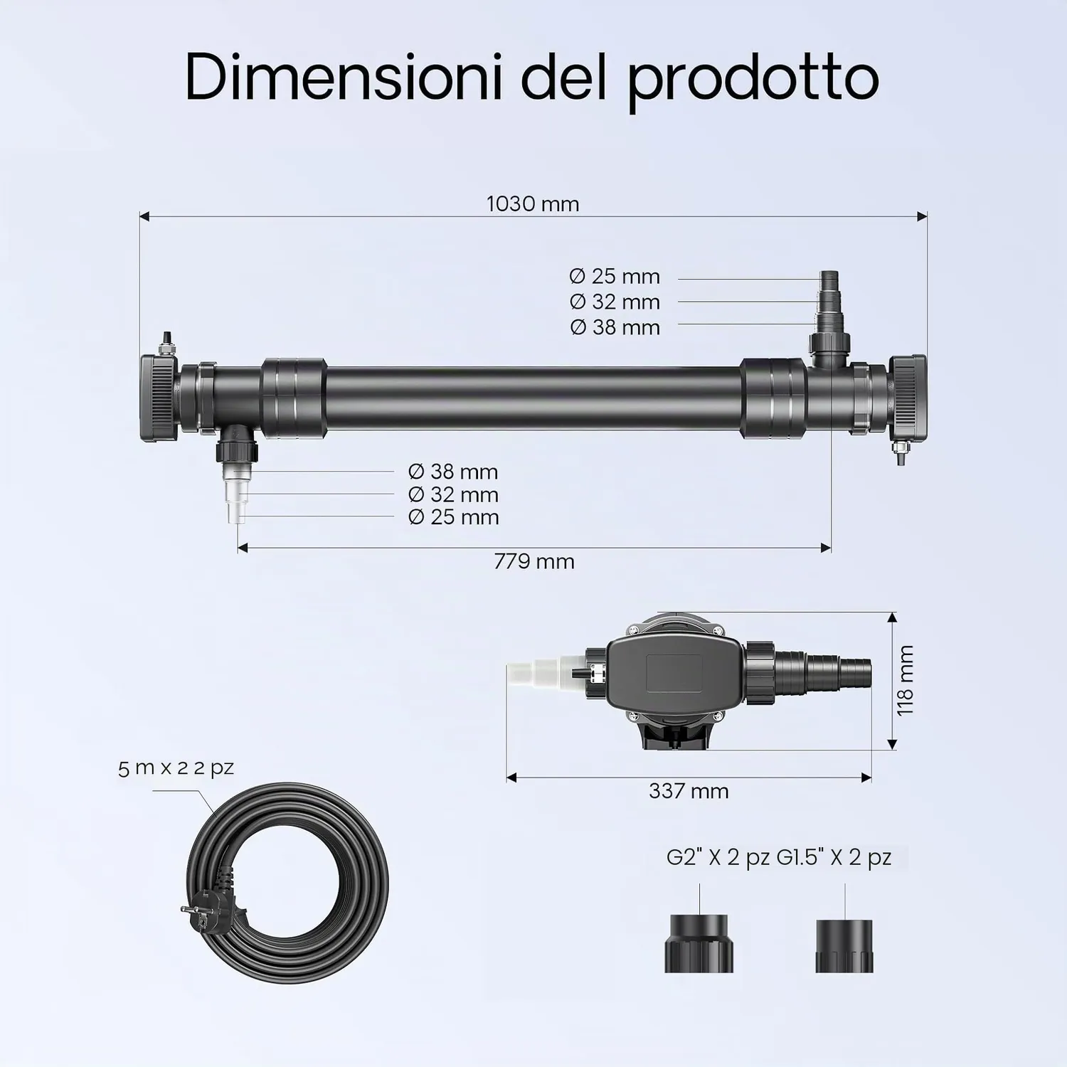 SunSun CUV-672 chiarificatore UVC laghetto 72W 8000 l/h