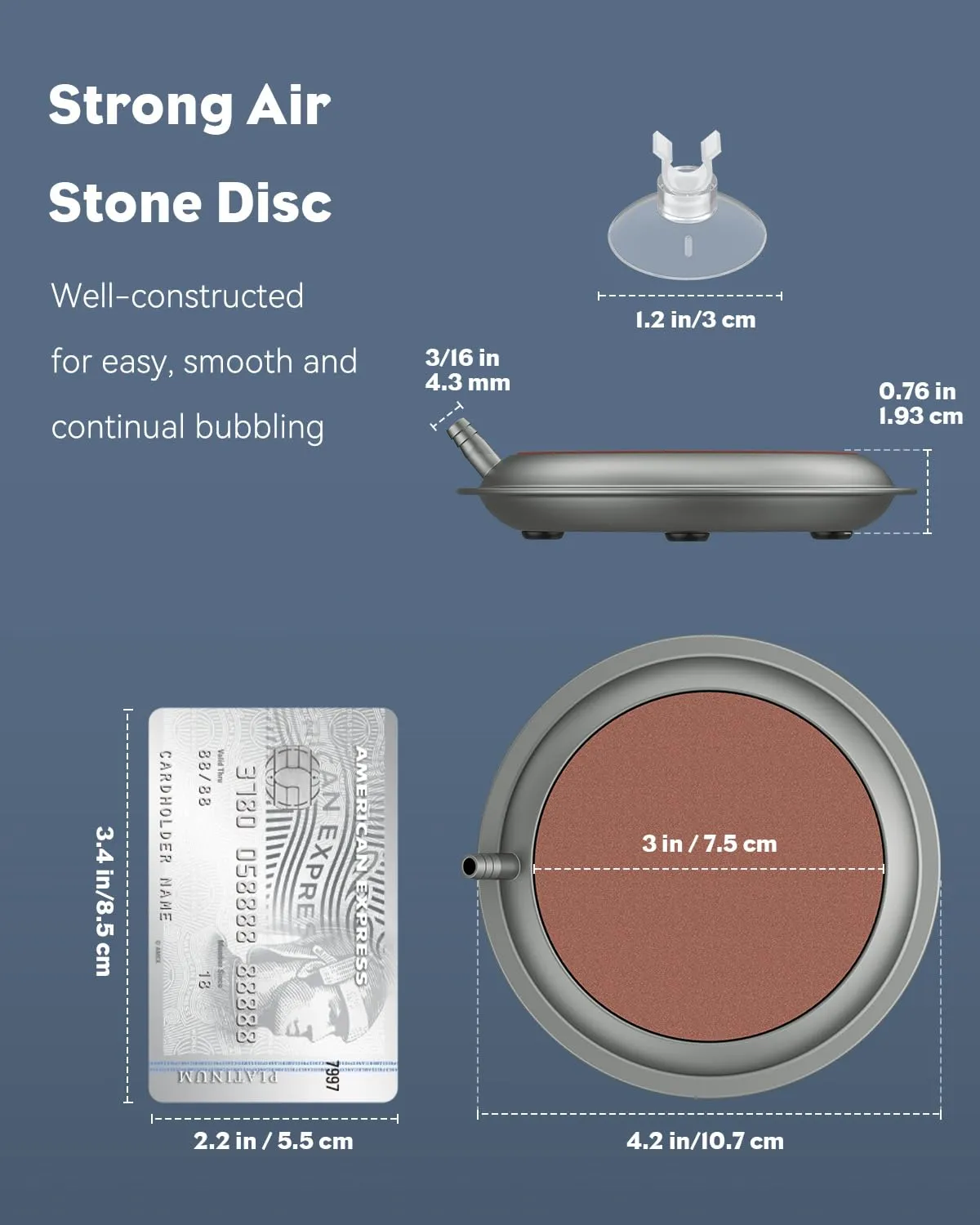 Pawfly Disco Pietra Aria 7,5 cm Diffusore Ossigeno Acquario